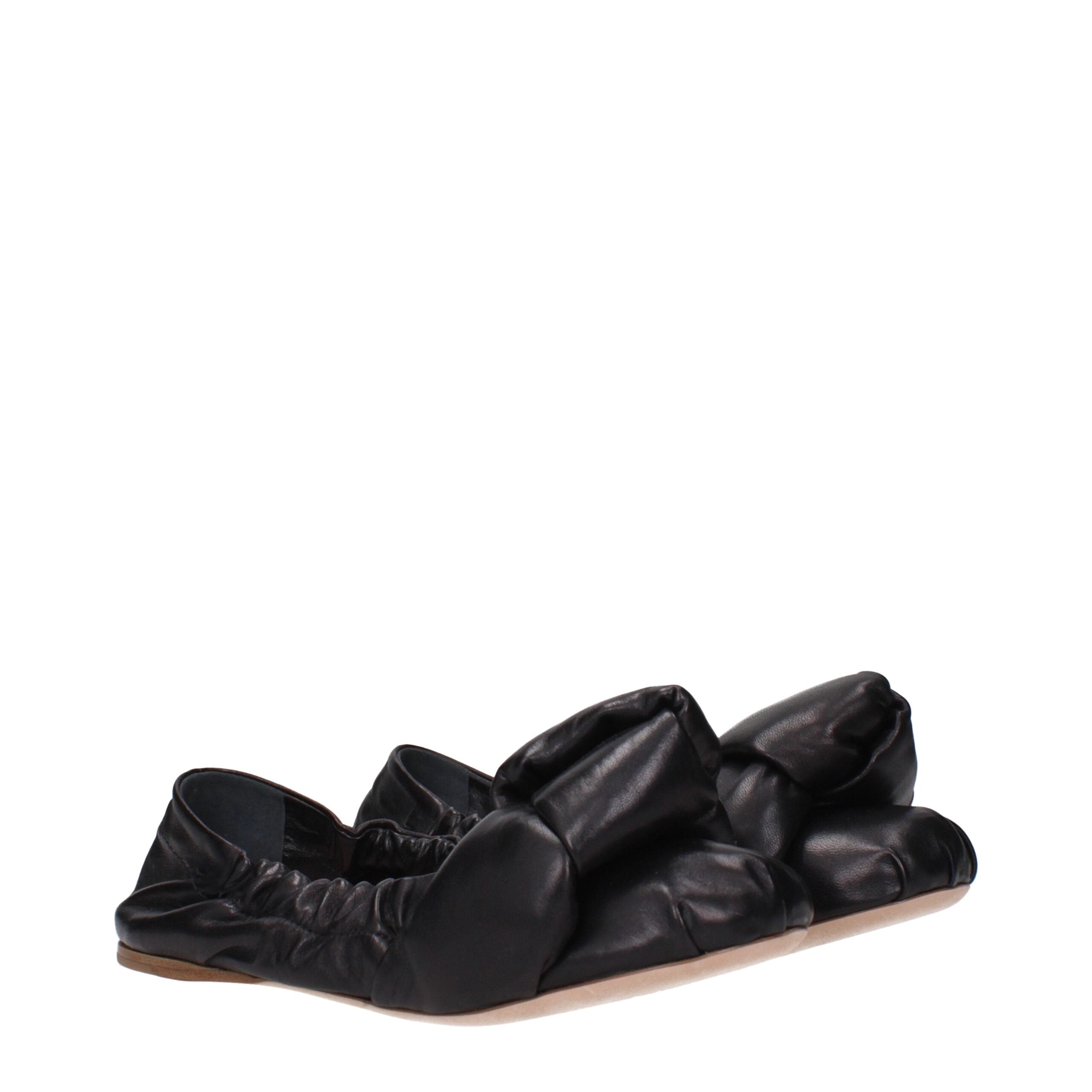 Miu Miu Schwarze Leder-Ballett-Flats-2