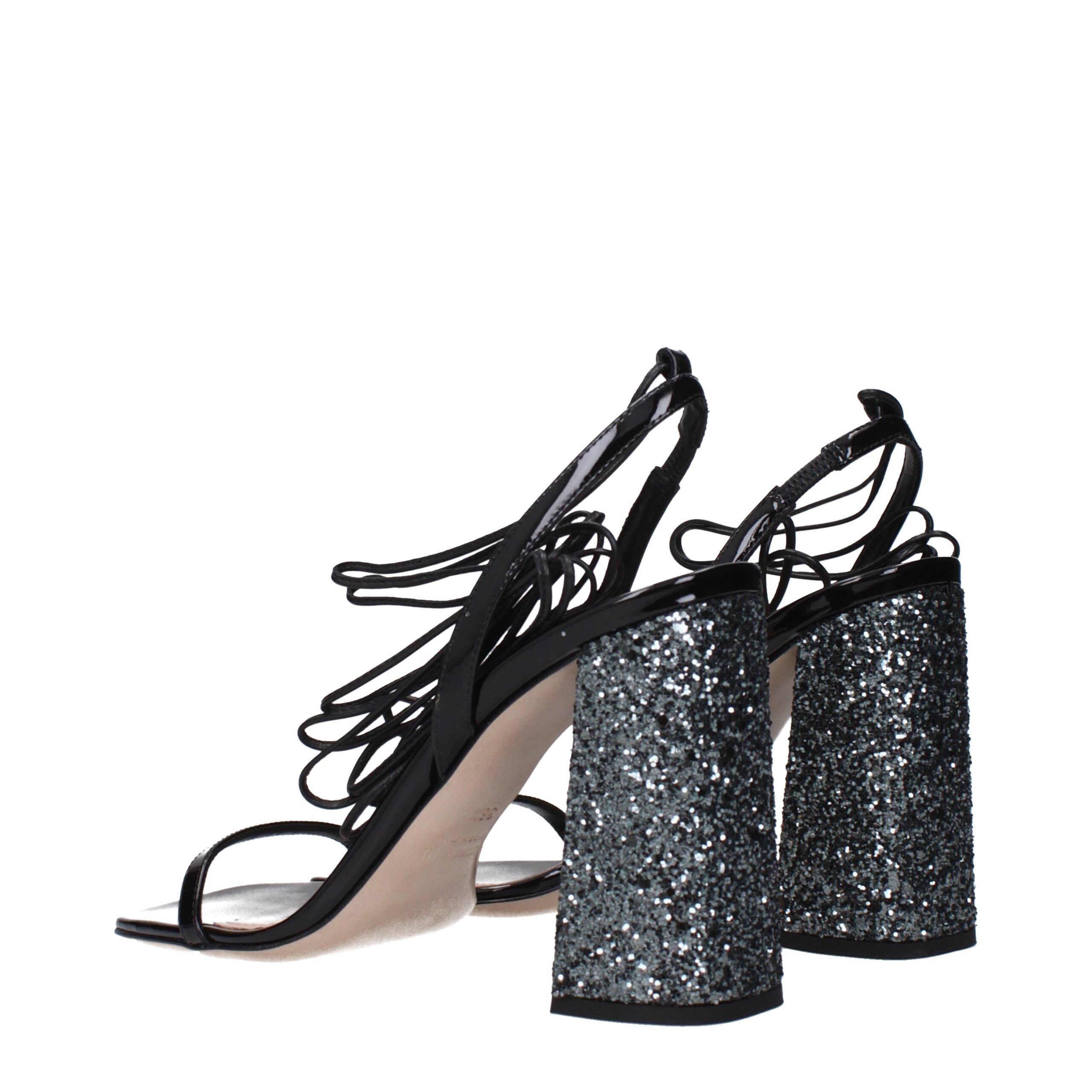 Miu Miu Schwarze Leder Plateau-Sandalen-4