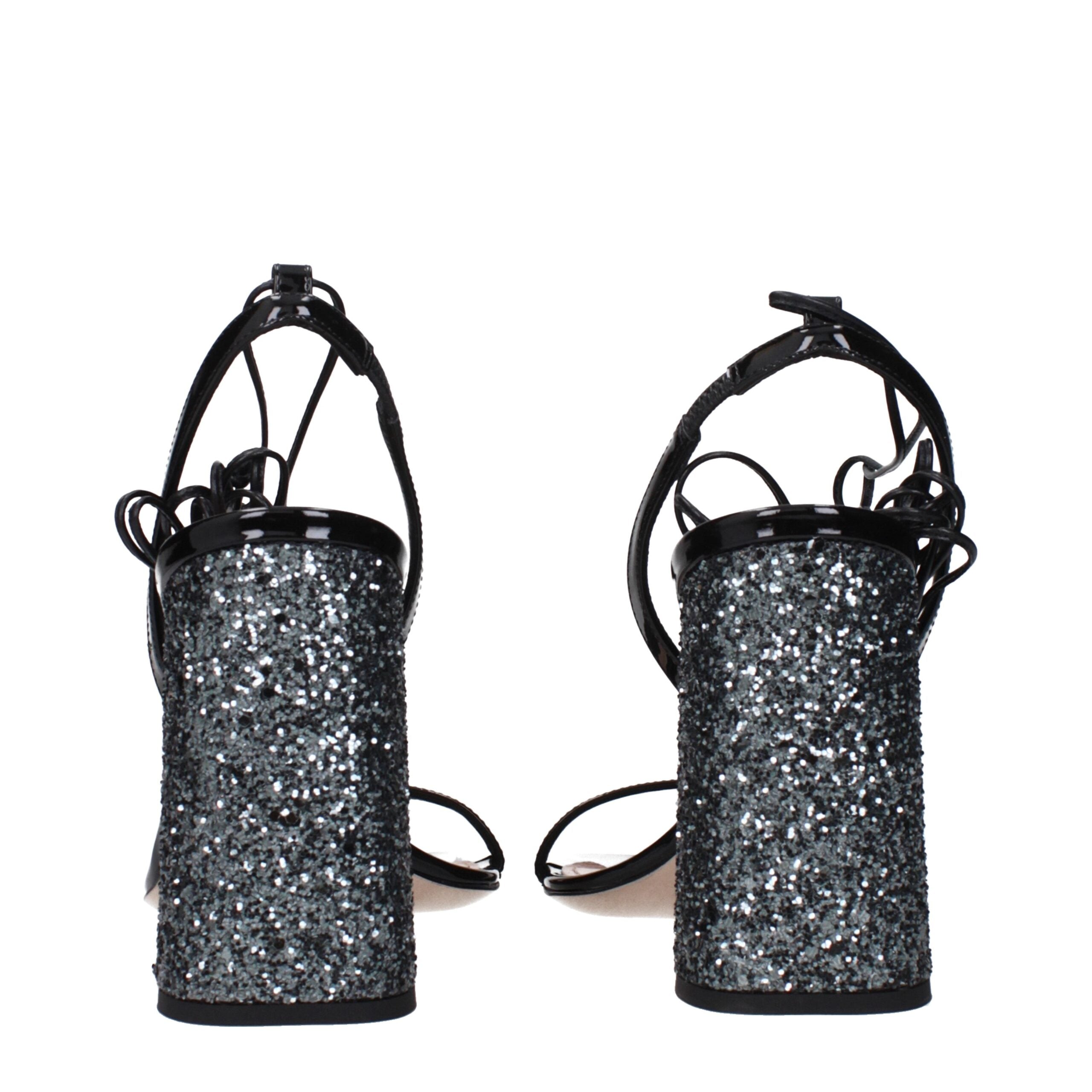 Miu Miu Schwarze Leder Plateau-Sandalen-5