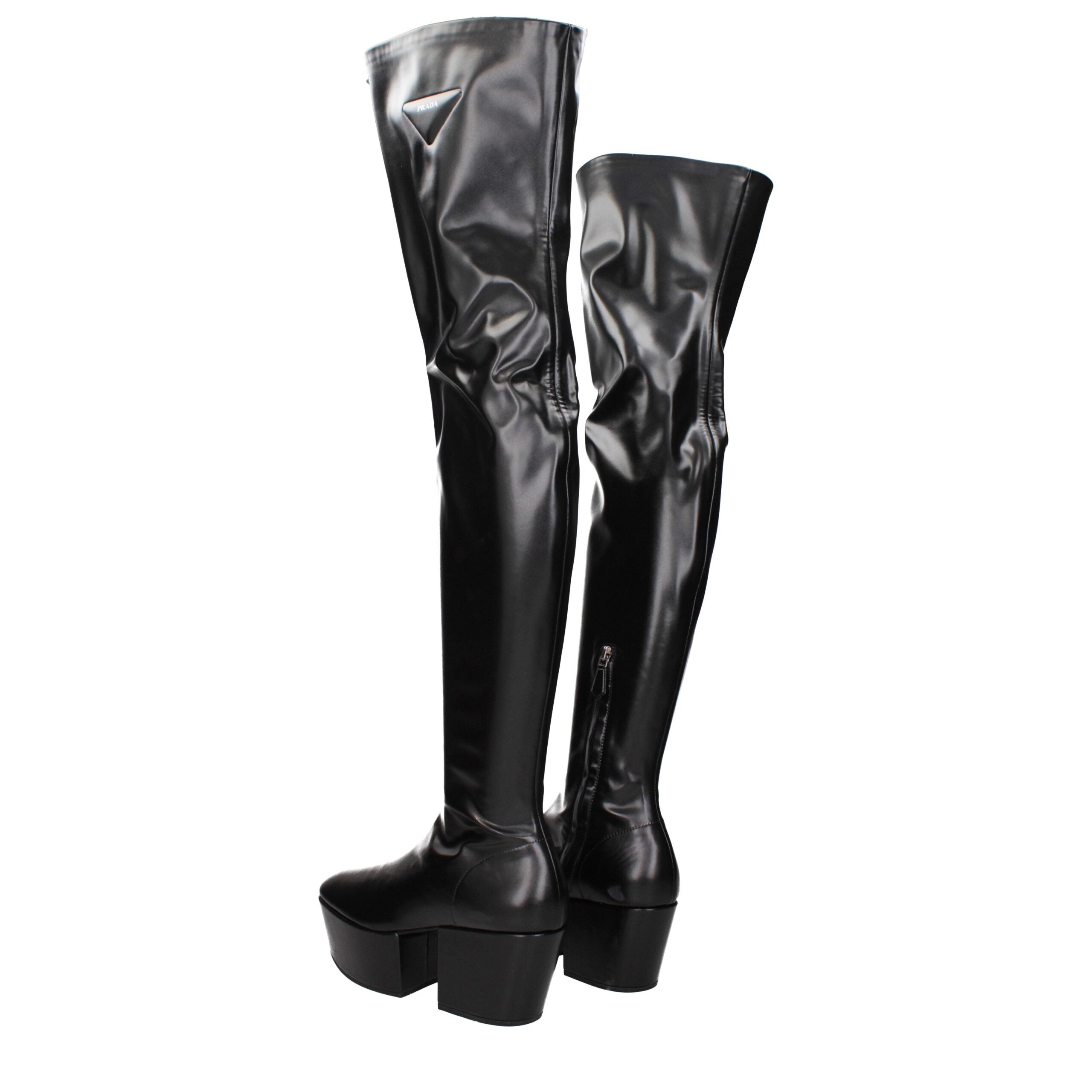 Prada Black Leather Over-the-Knee Boots-3