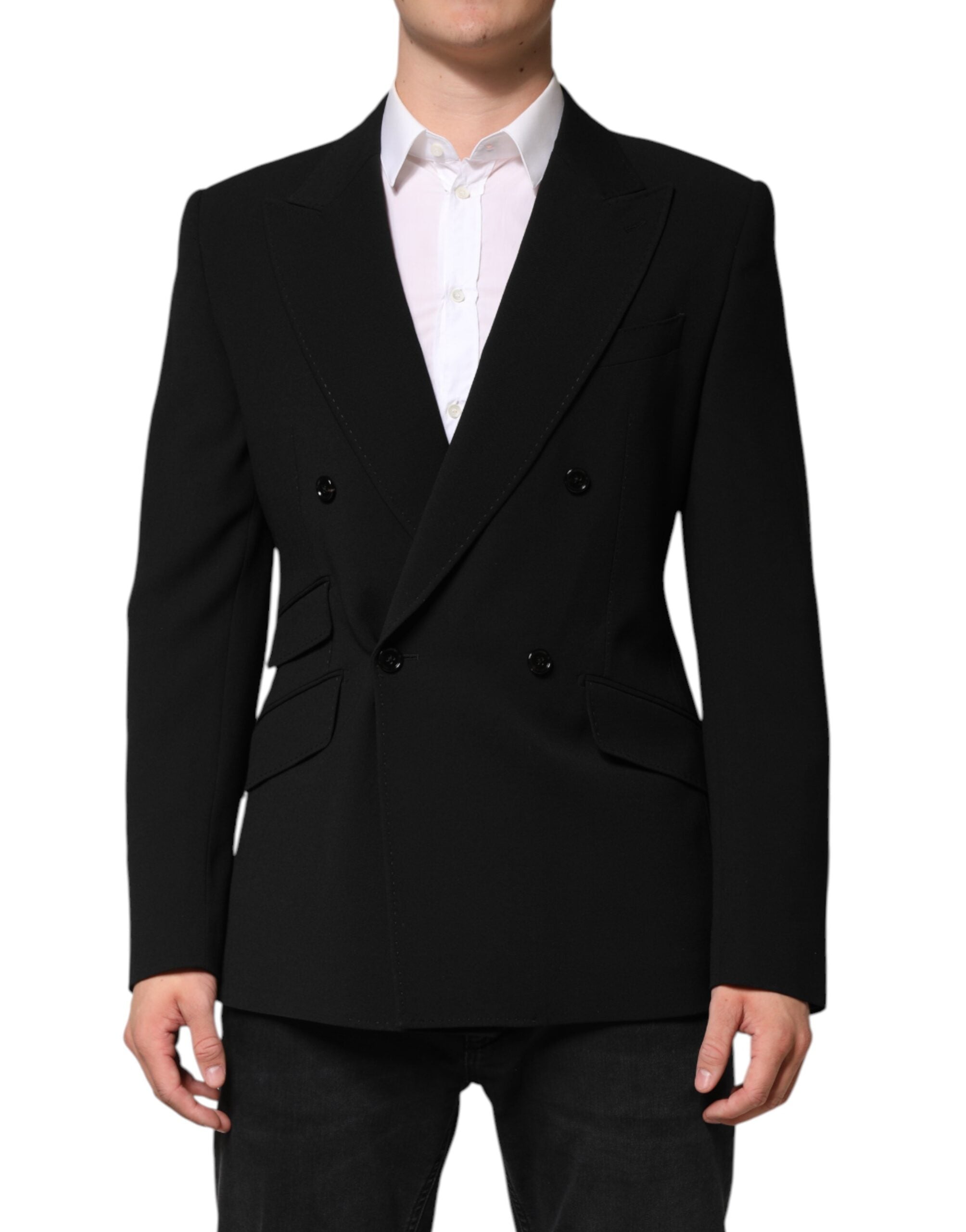 Dolce & Gabbana Schwarzer SICILIA Doppelreihiger Mantel Blazer-1