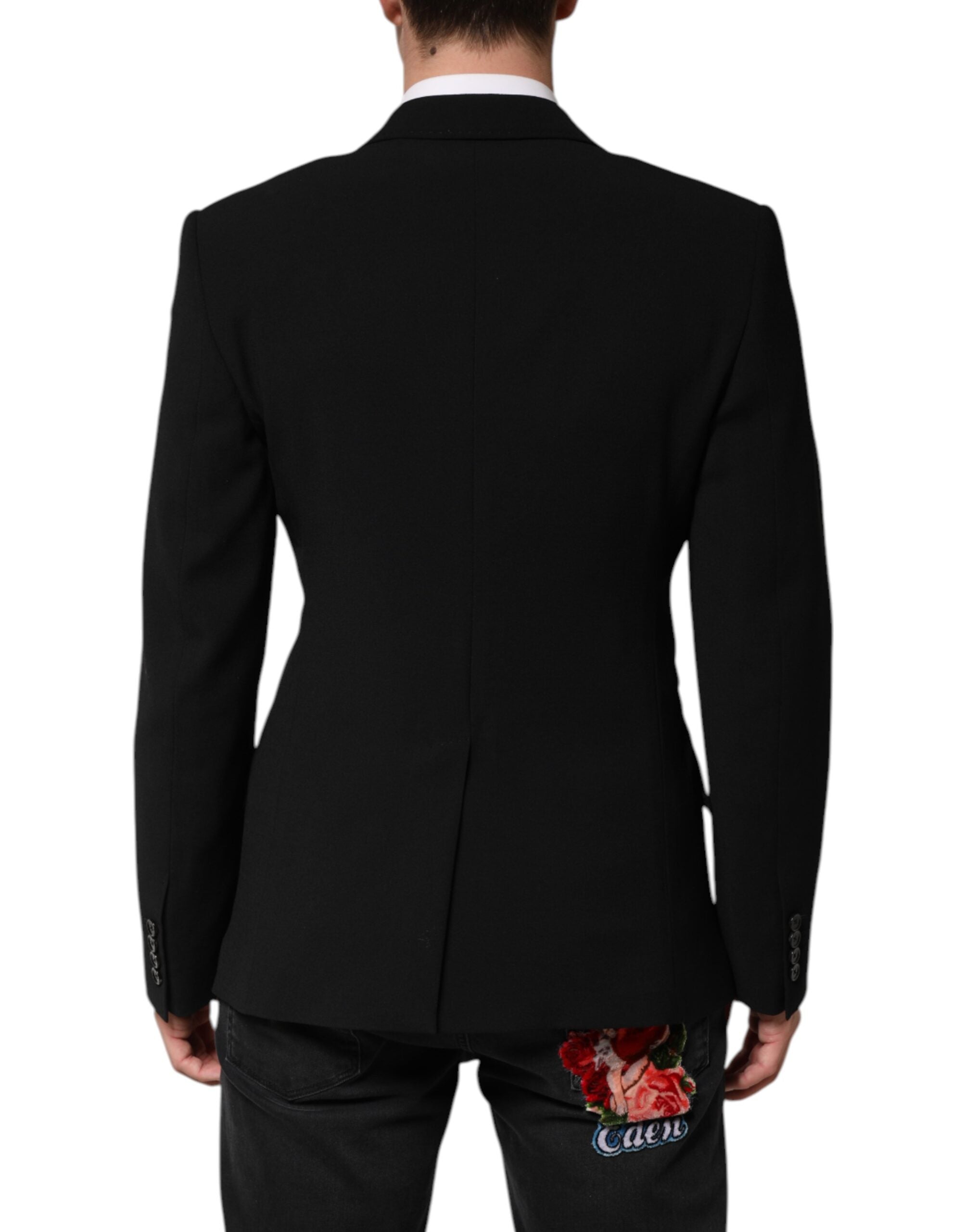 Dolce & Gabbana Schwarzer SICILIA Doppelreihiger Mantel Blazer-4