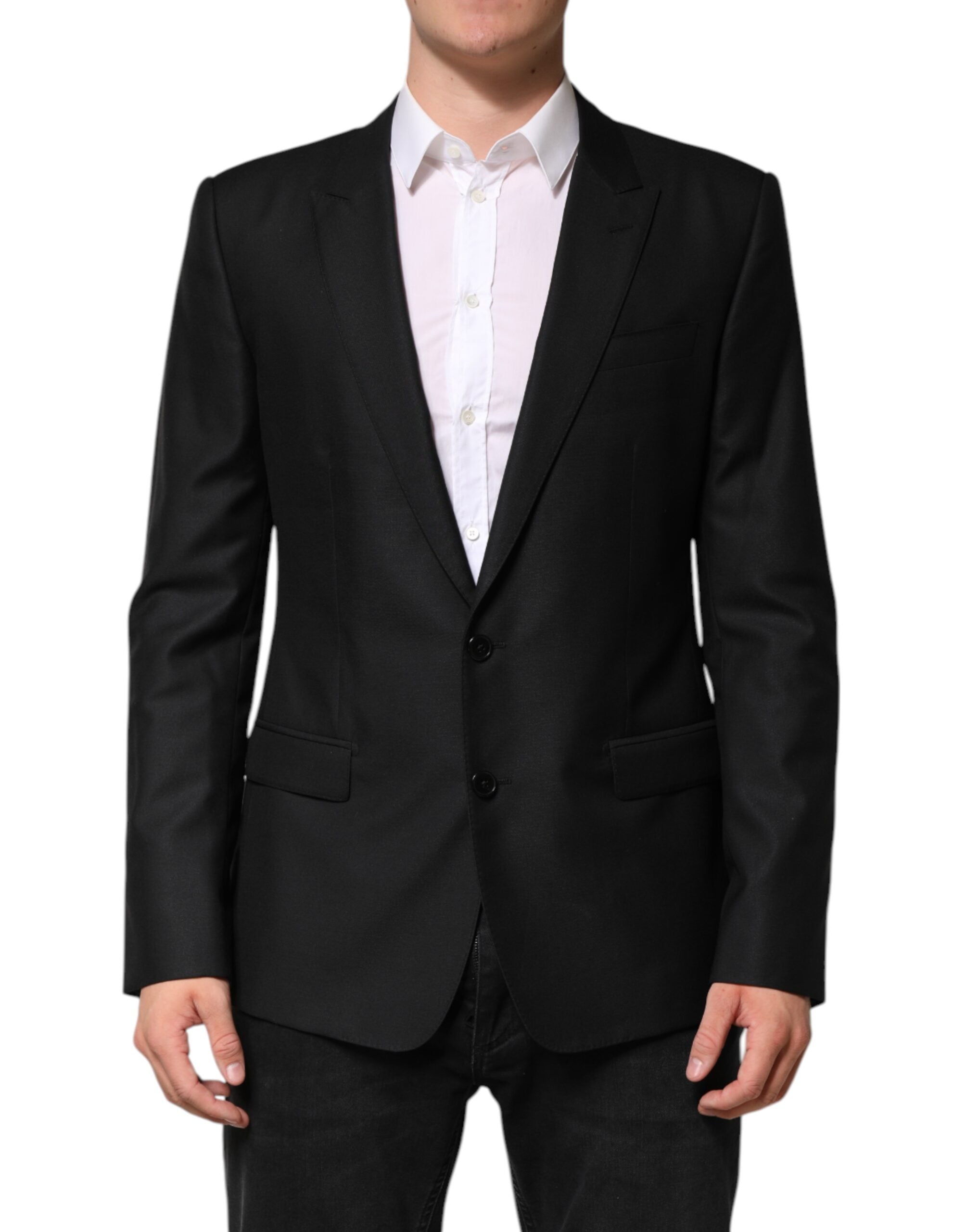Dolce & Gabbana Black Single-Breasted Wool Jacket Blazer-1