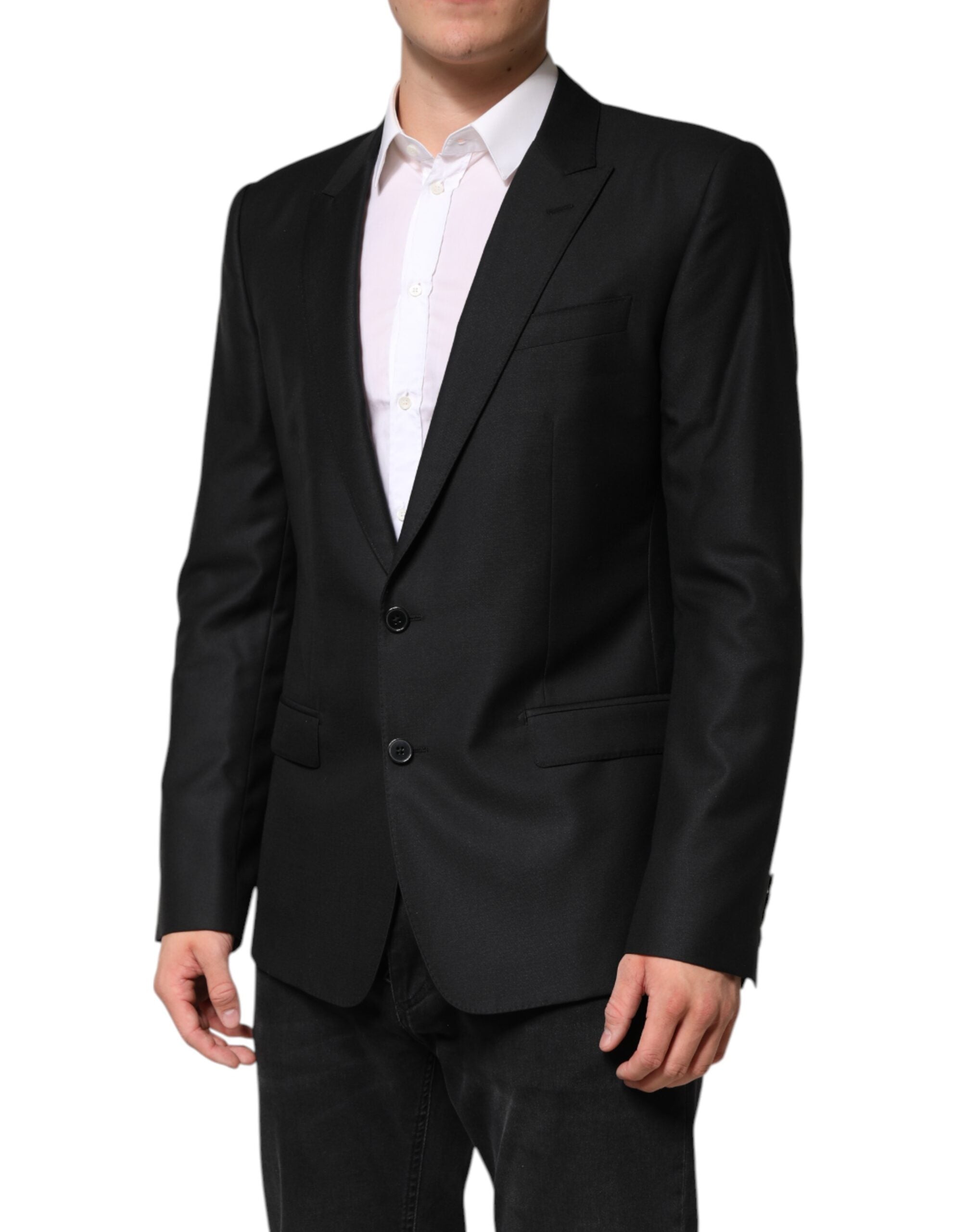 Dolce & Gabbana Black Single-Breasted Wool Jacket Blazer-3