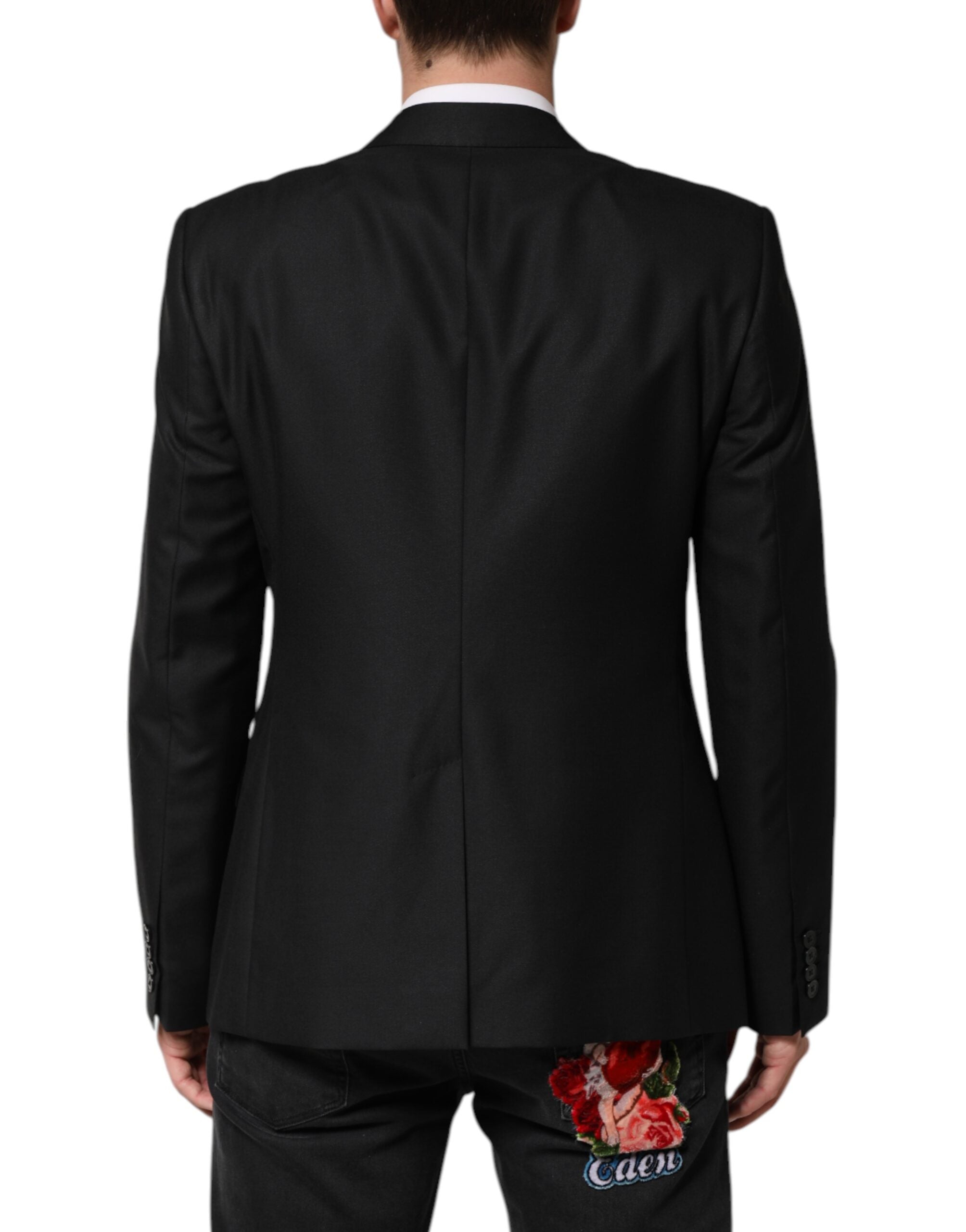 Dolce & Gabbana Black Single-Breasted Wool Jacket Blazer-4