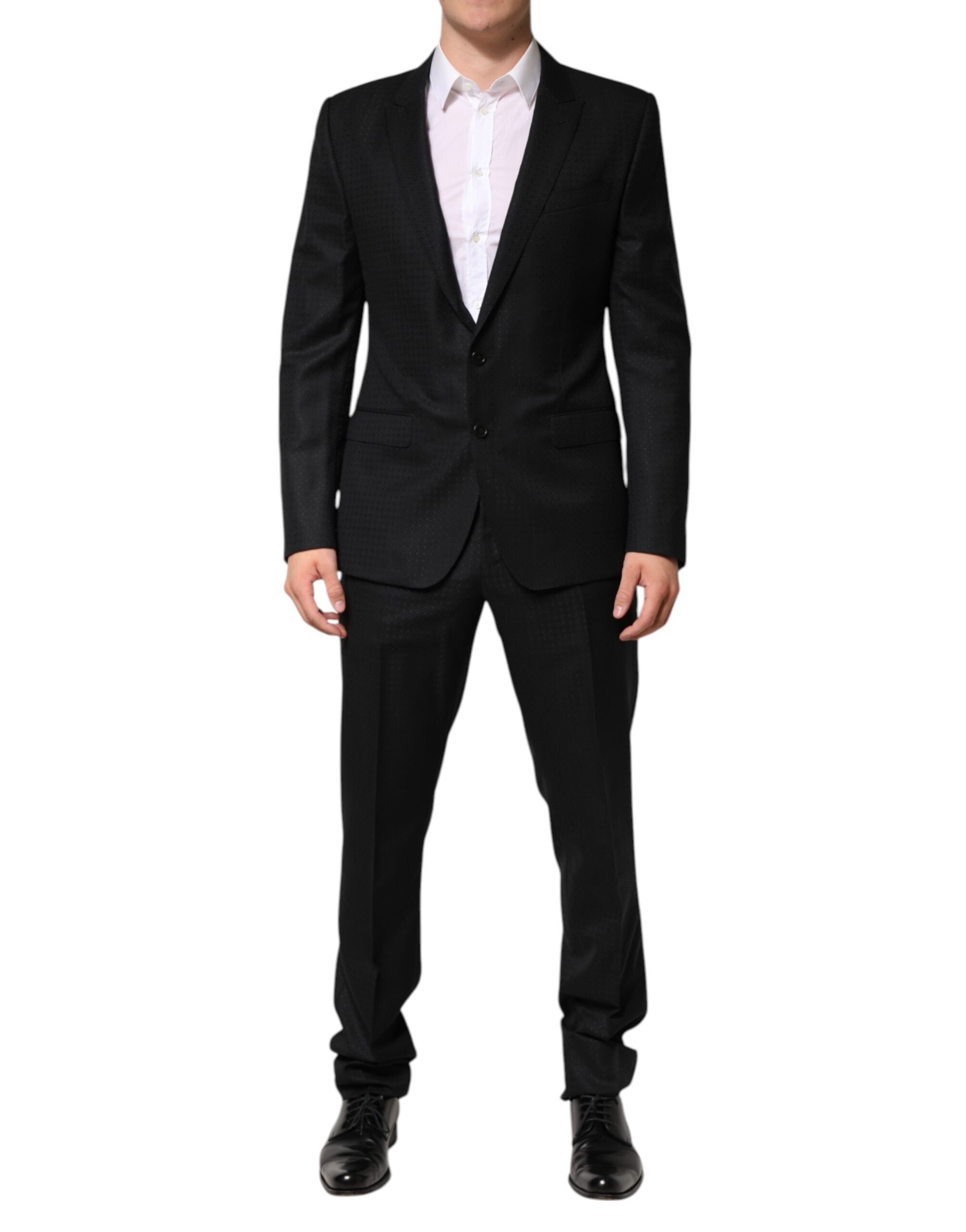 Traje de dos piezas en jacquard negro de Dolce & Gabbana, de botonadura sencilla-2