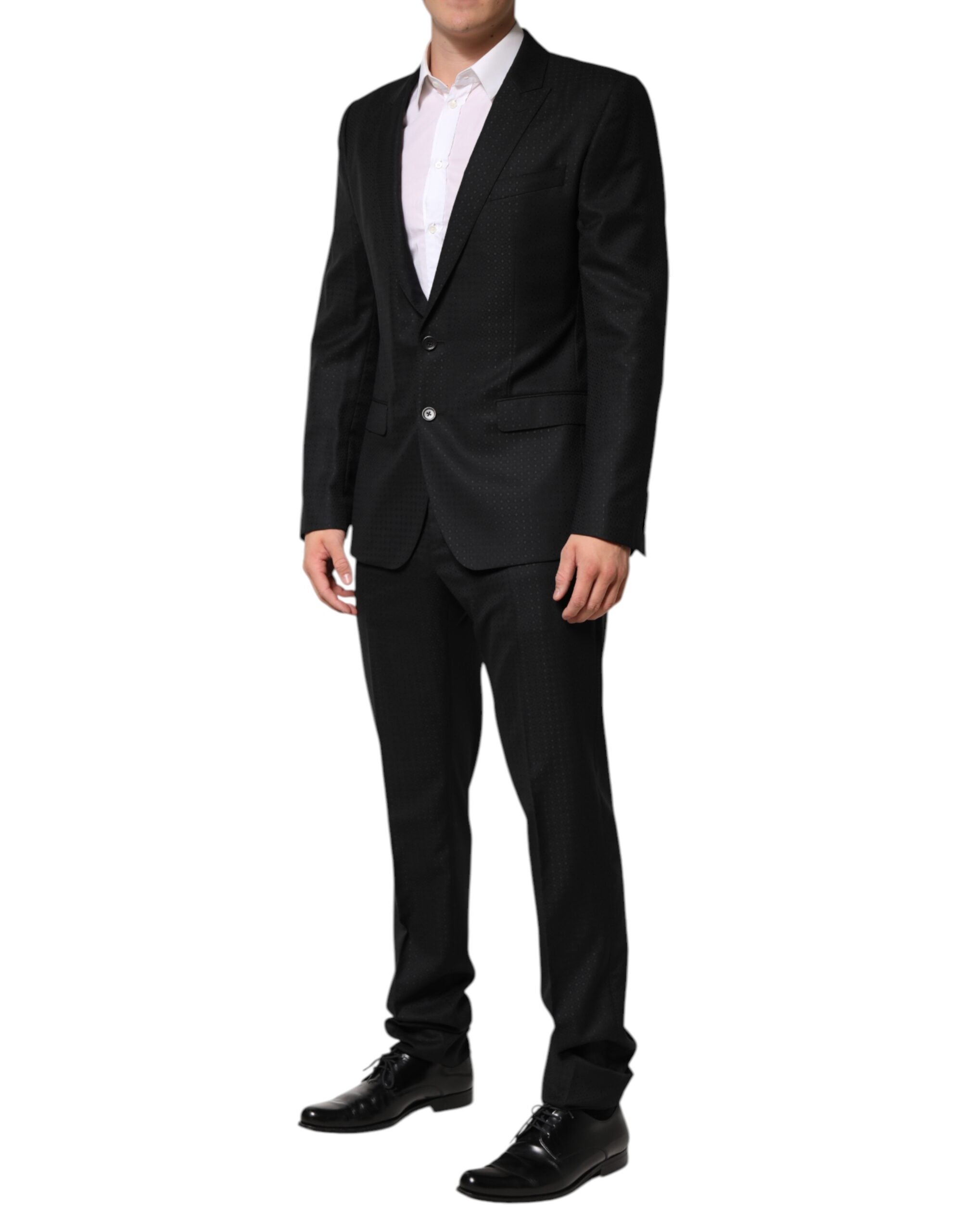 Traje de dos piezas en jacquard negro de Dolce & Gabbana, de botonadura sencilla-3