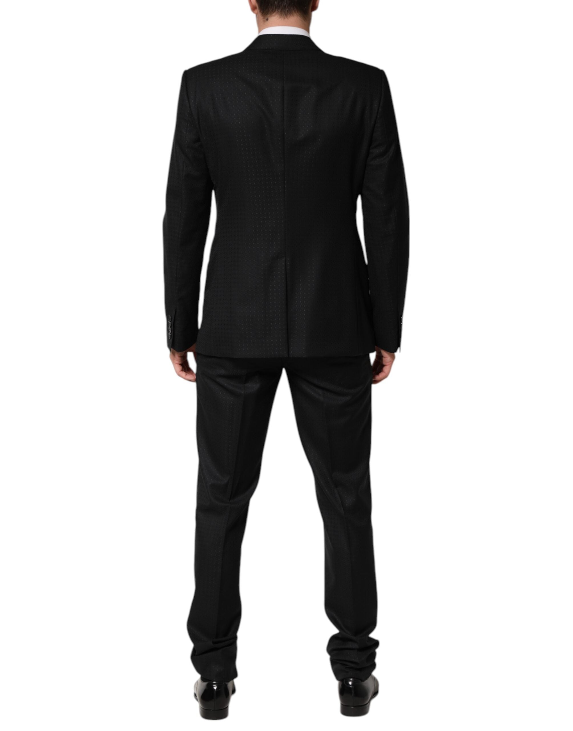 Traje de dos piezas en jacquard negro de Dolce & Gabbana, de botonadura sencilla-4