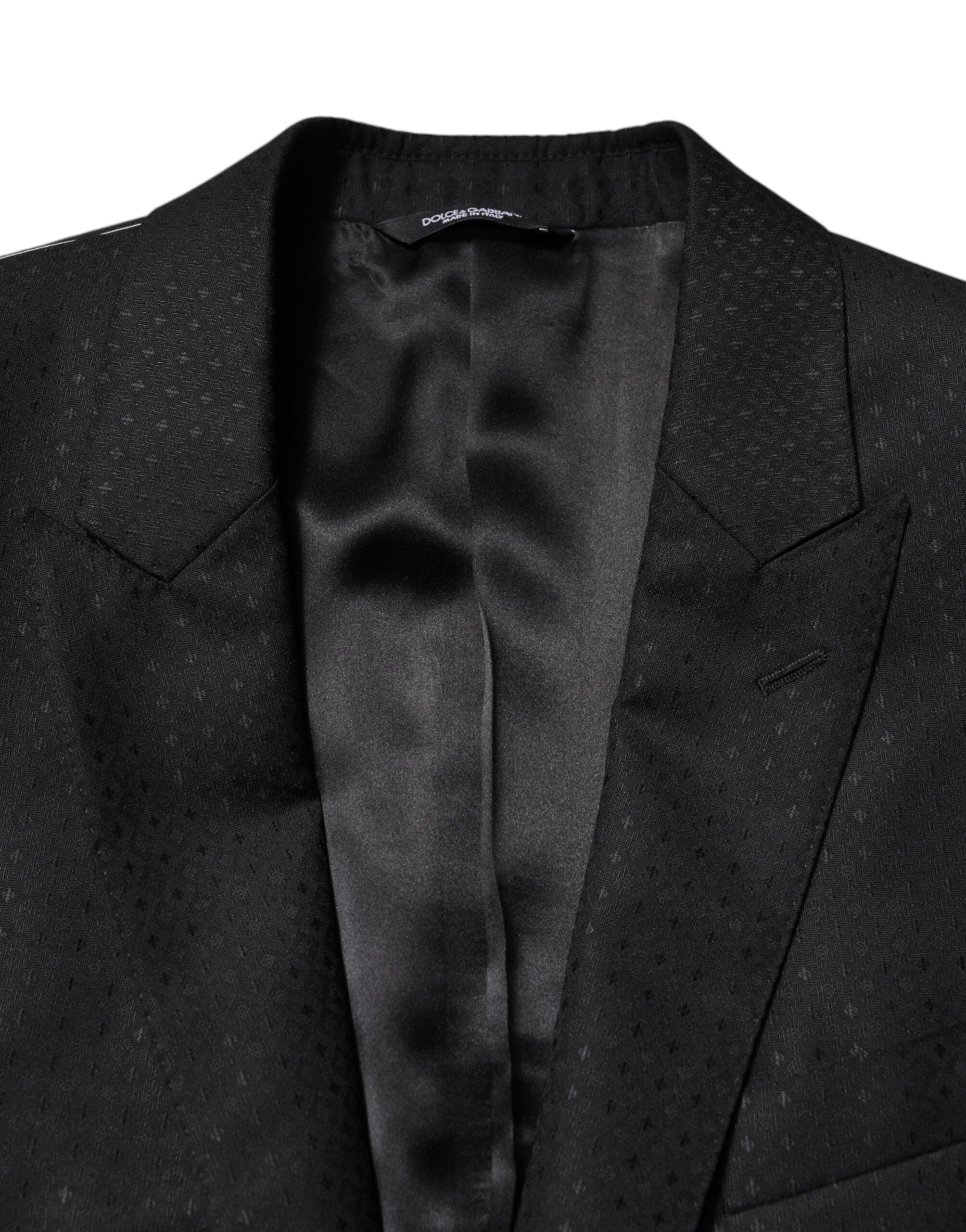 Traje de dos piezas en jacquard negro de Dolce & Gabbana, de botonadura sencilla-5