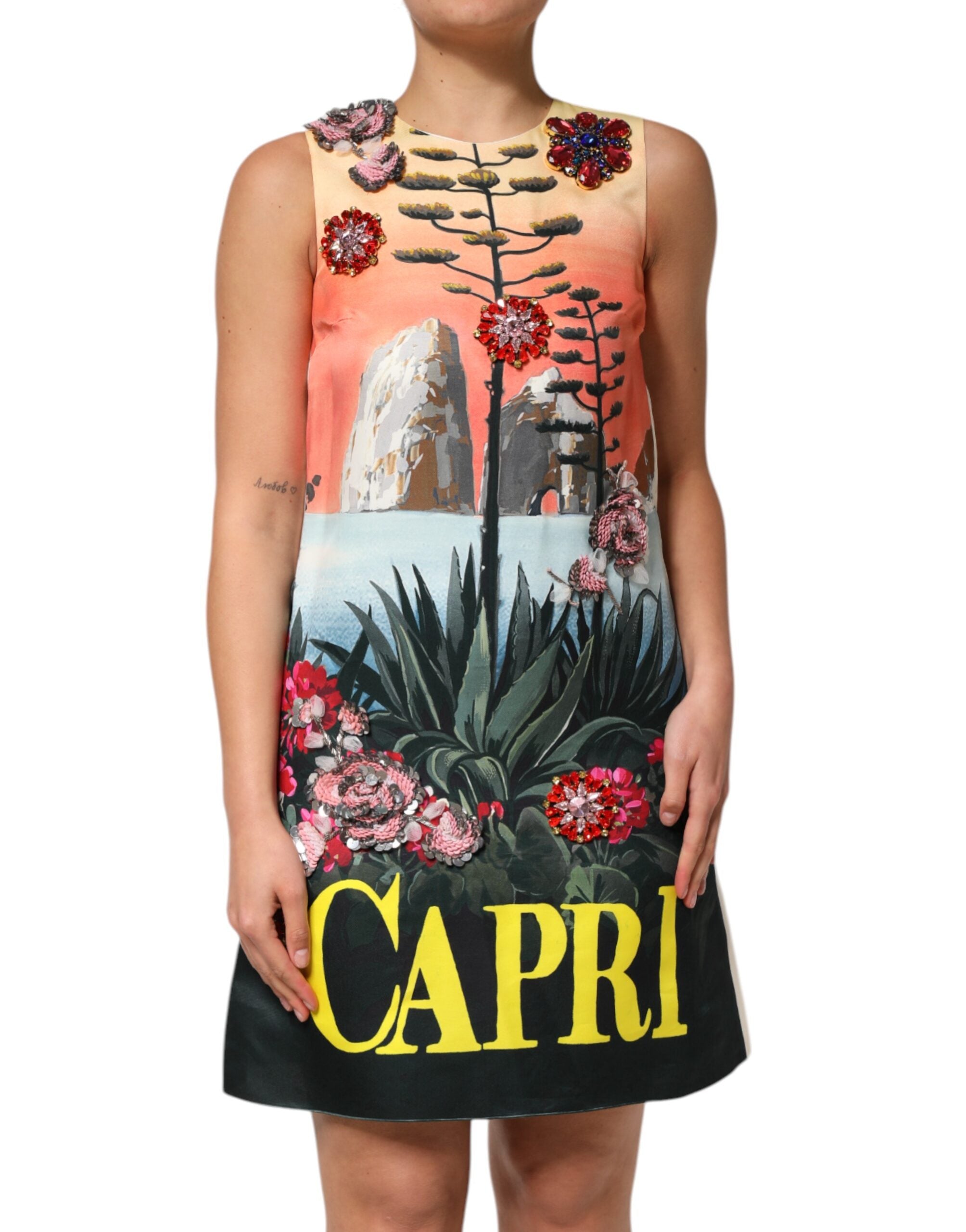 Dolce & Gabbana Multicolor Kristallverziertes A-Linien-Minikleid-2