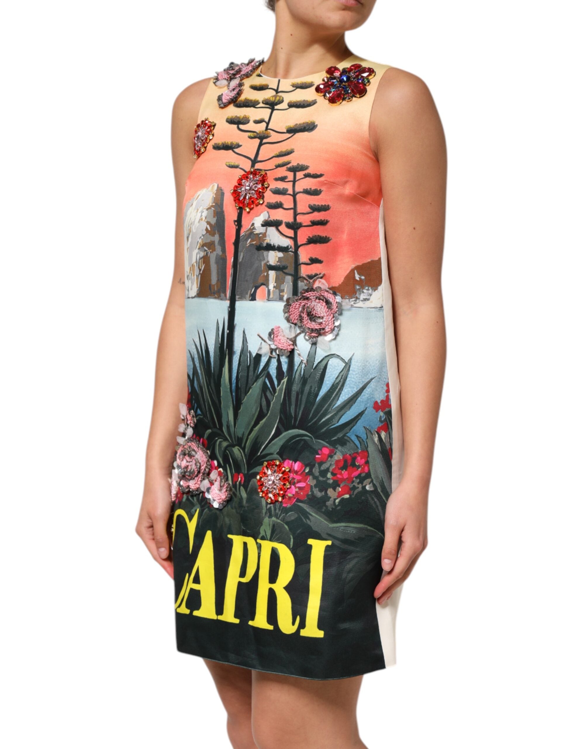 Dolce & Gabbana Multicolor Kristallverziertes A-Linien-Minikleid-3
