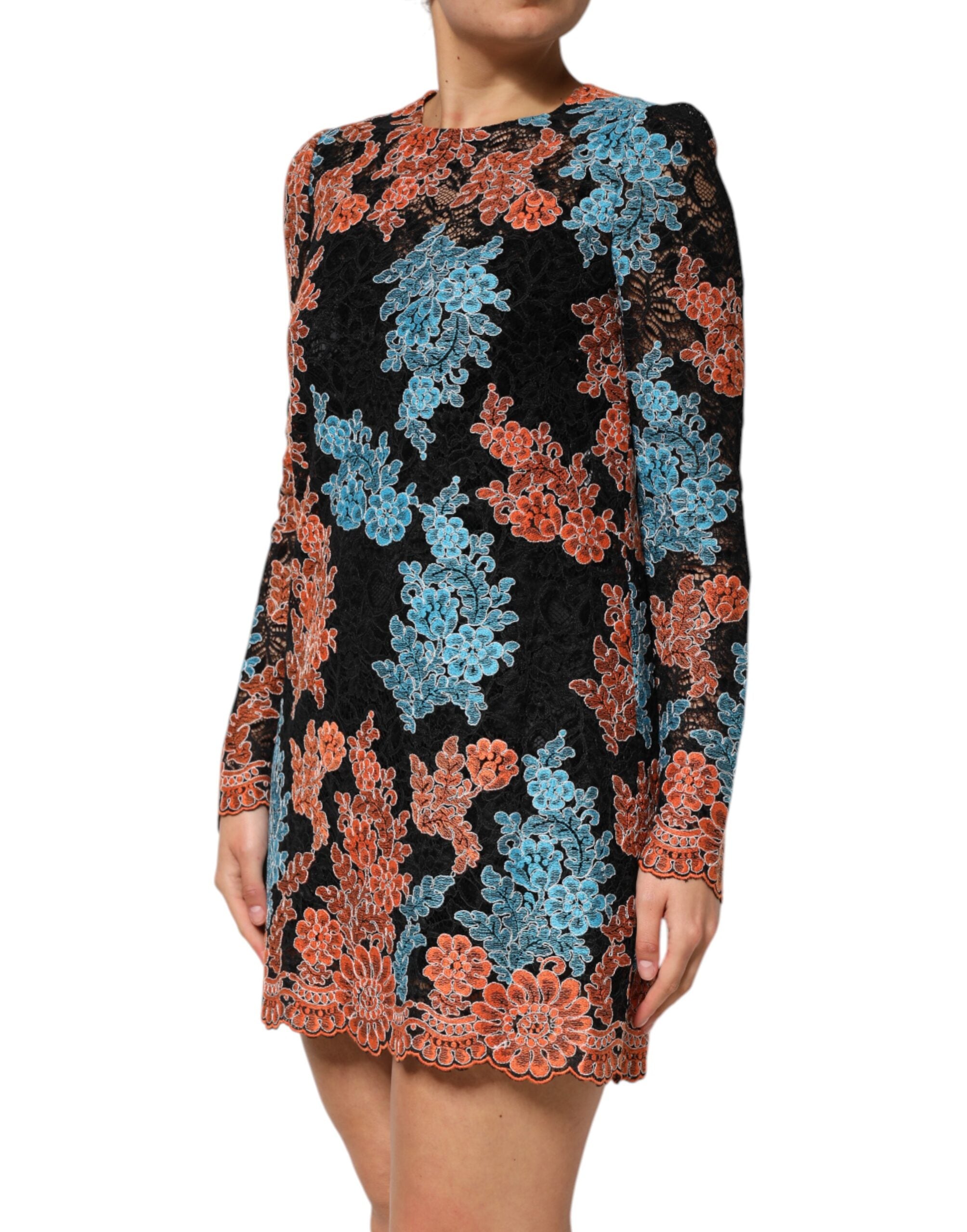 Dolce & Gabbana Multicolor Floral besticktes Shift-Minikleid-3