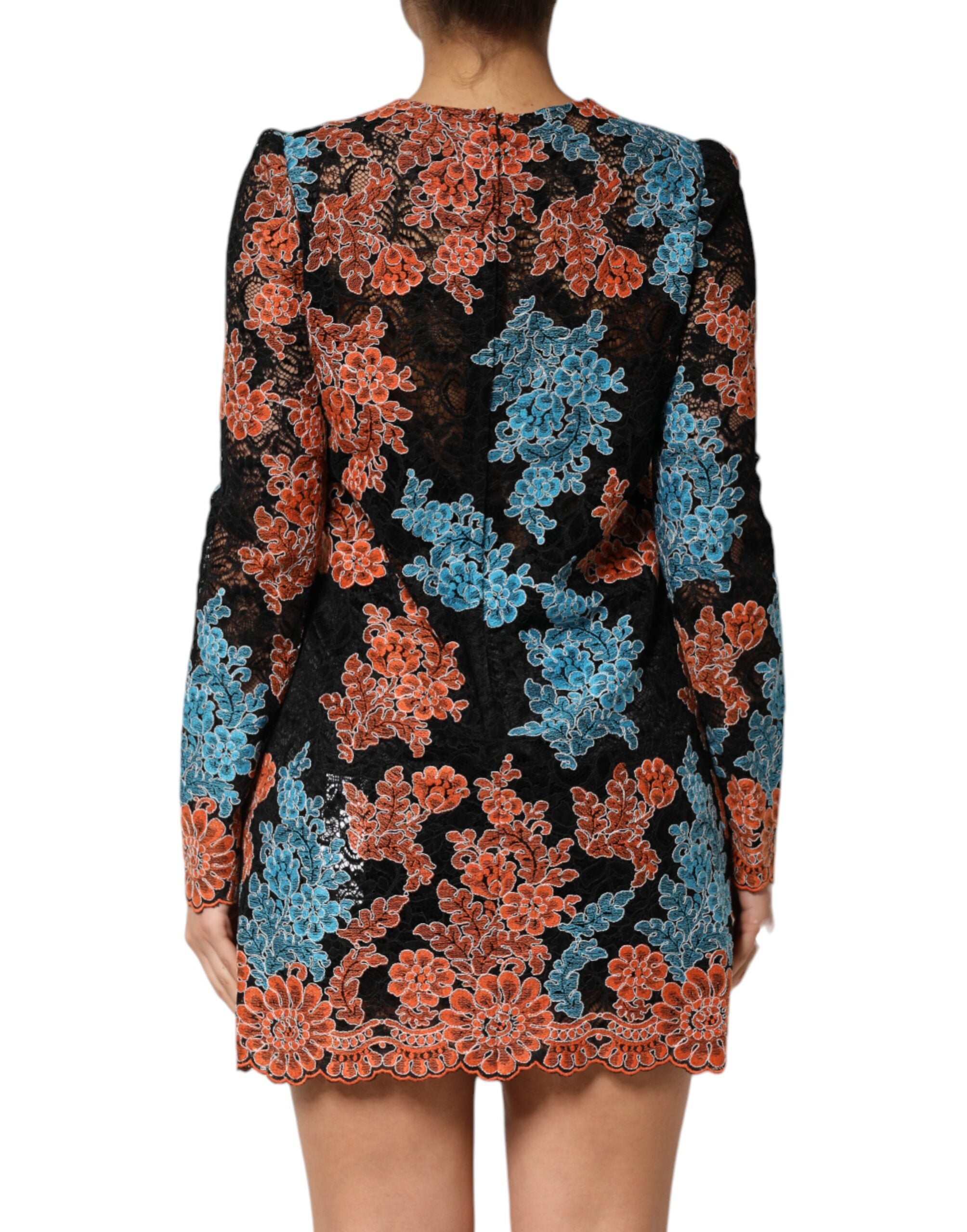 Dolce & Gabbana Multicolor Floral besticktes Shift-Minikleid-4
