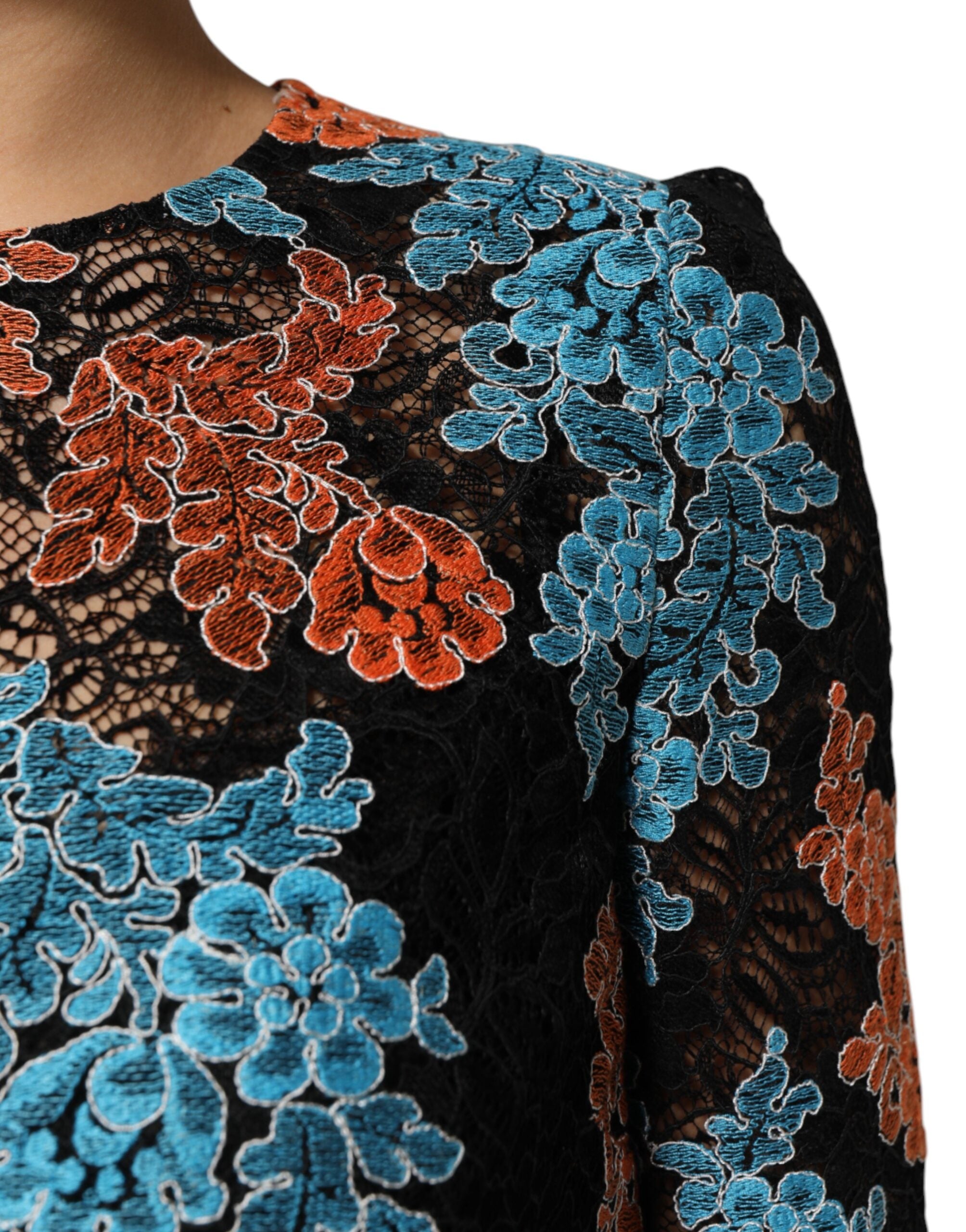 Dolce & Gabbana Multicolor Floral besticktes Shift-Minikleid-5