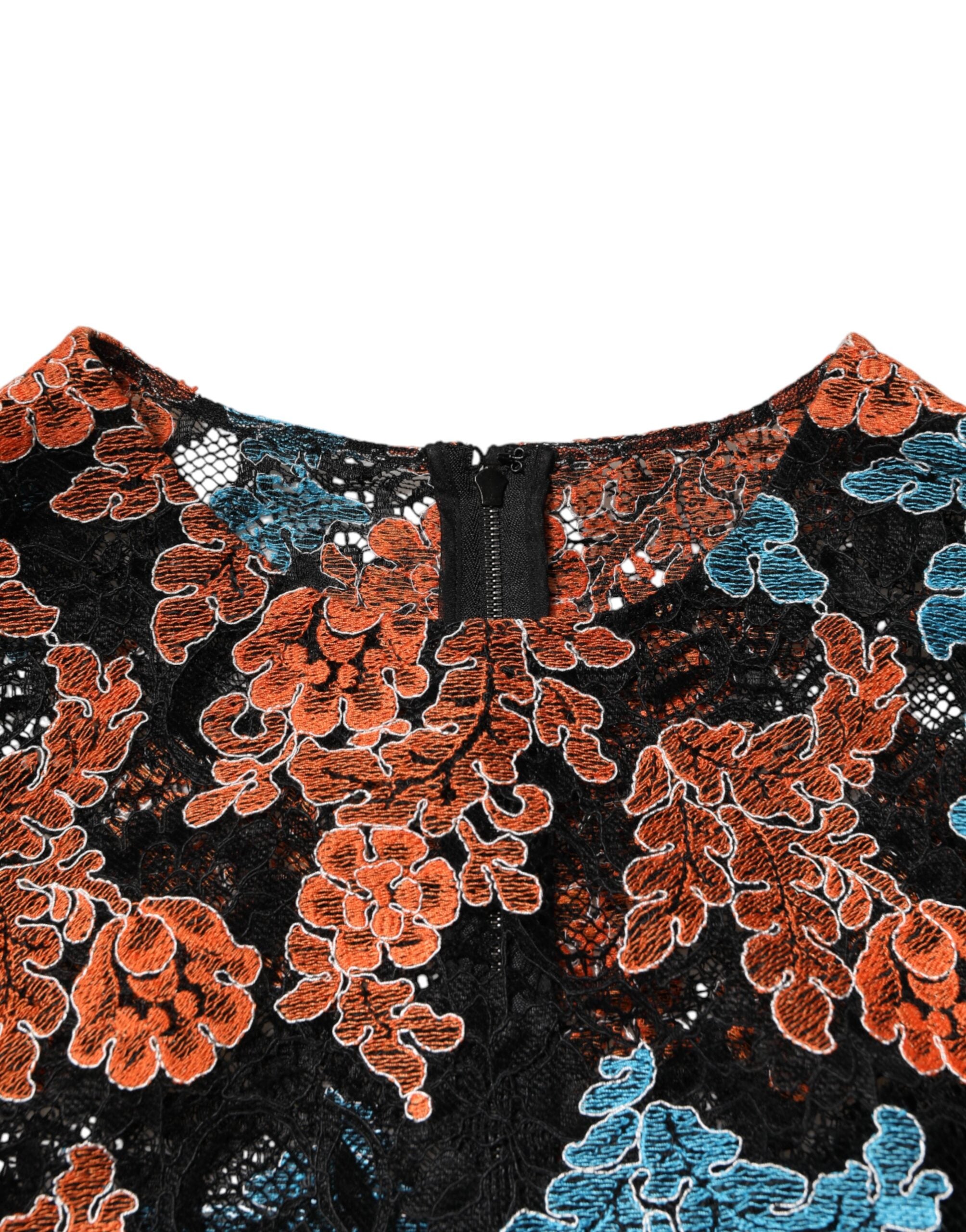 Dolce & Gabbana Multicolor Floral besticktes Shift-Minikleid-6