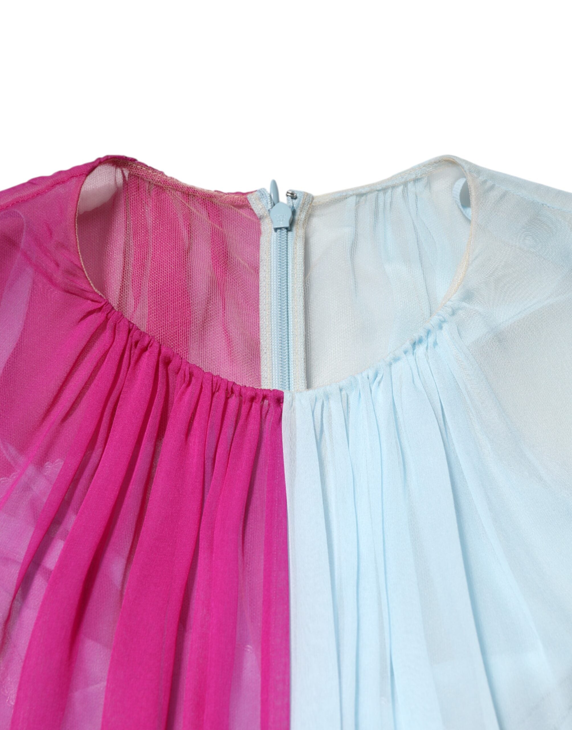 Vestido midi de seda bicolor azul claro fucsia de Dolce & Gabbana-6