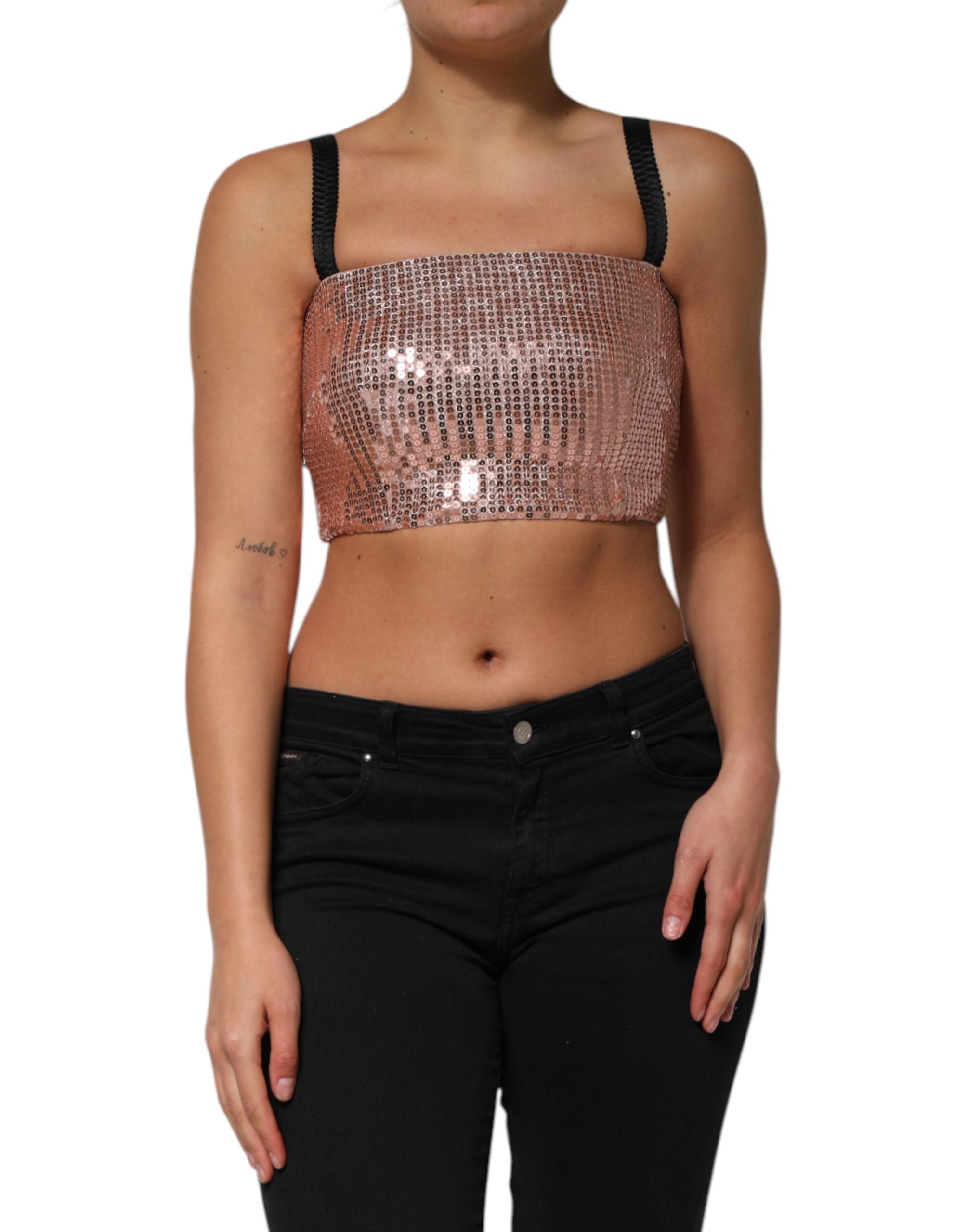 Dolce & Gabbana Pink sleeveless nylon top with sequins-2