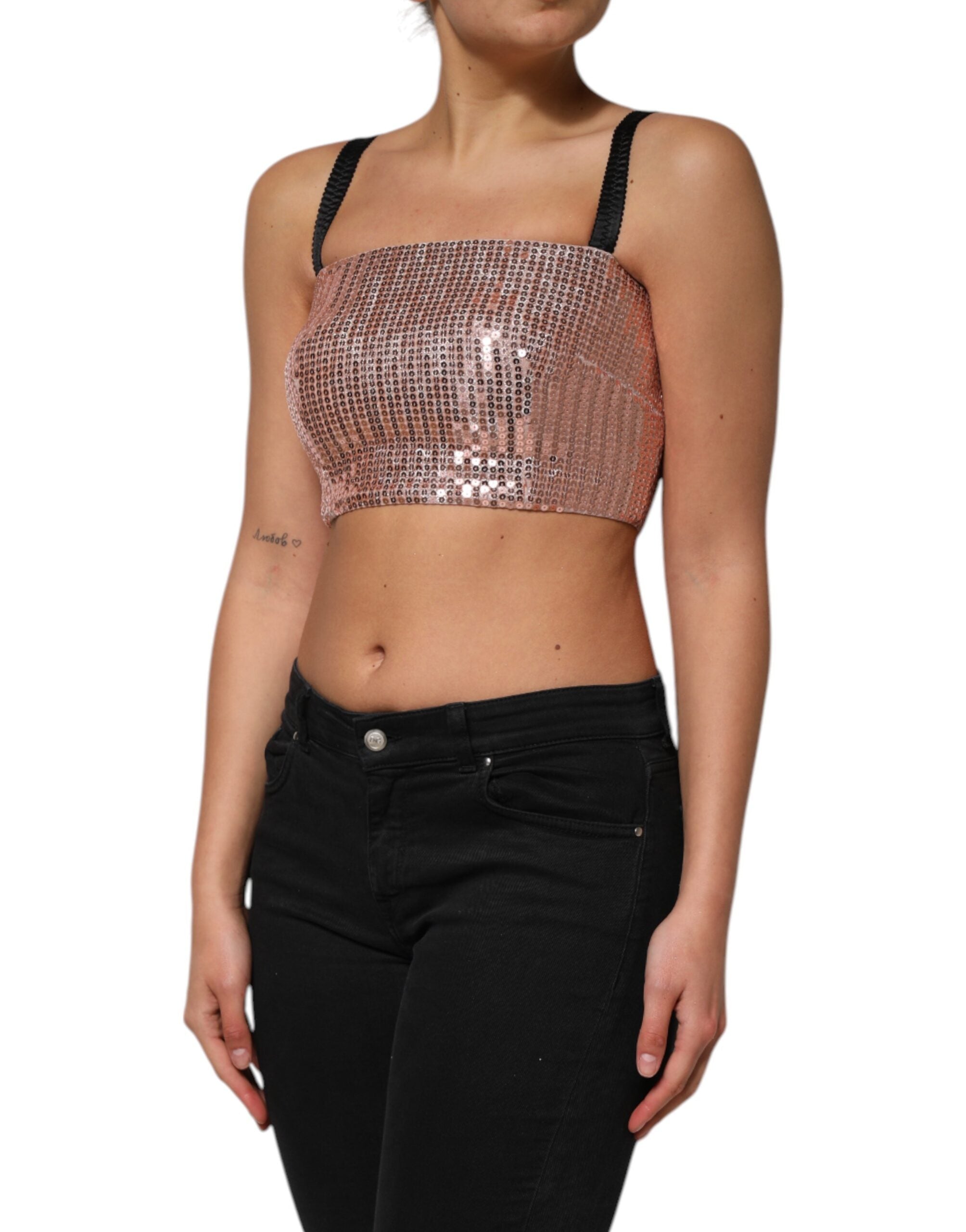 Dolce & Gabbana Pink sleeveless nylon top with sequins-3