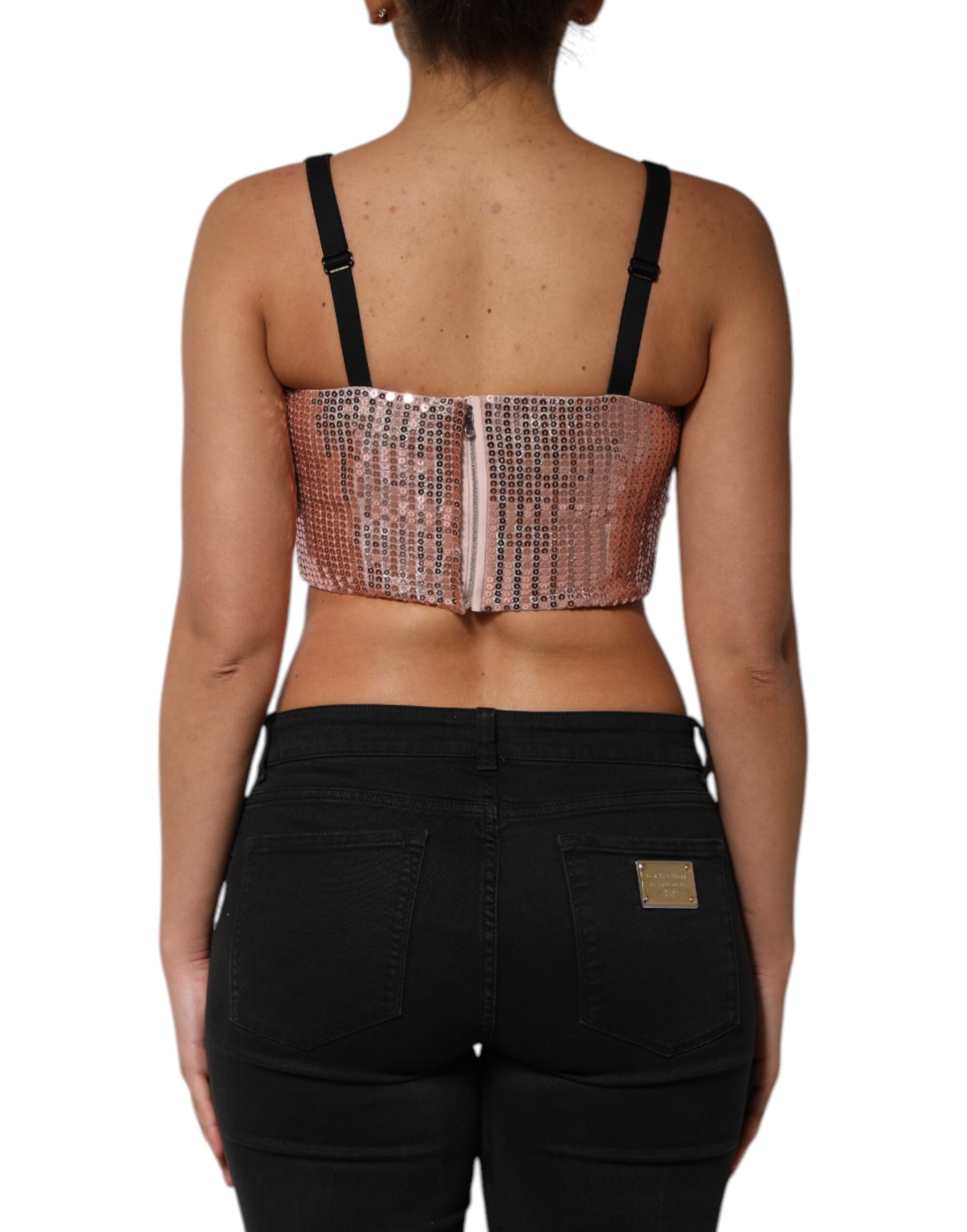 Dolce & Gabbana Pink sleeveless nylon top with sequins-4