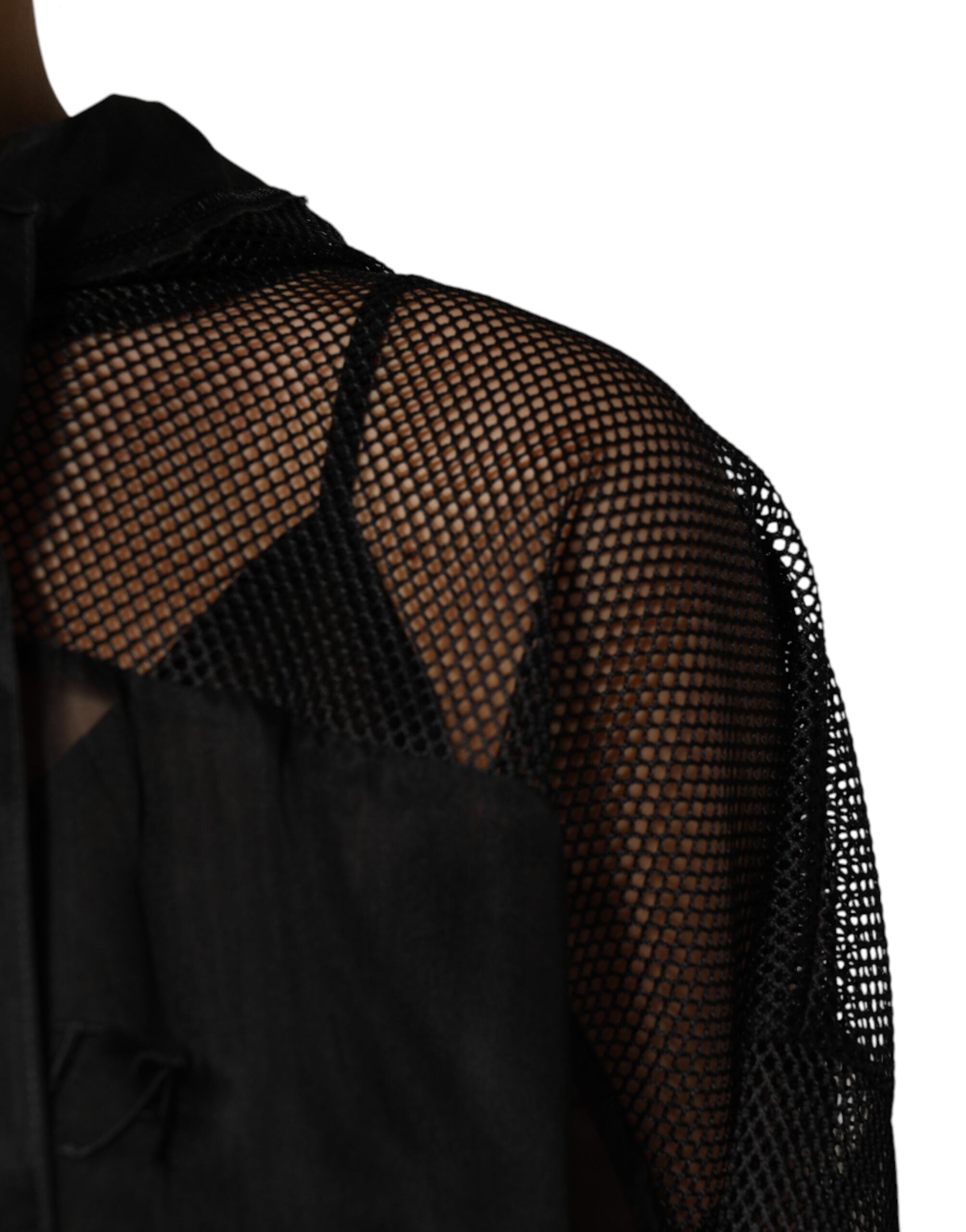 Dolce & Gabbana Schwarzer Pullover mit durchsichtiger Kapuze-5