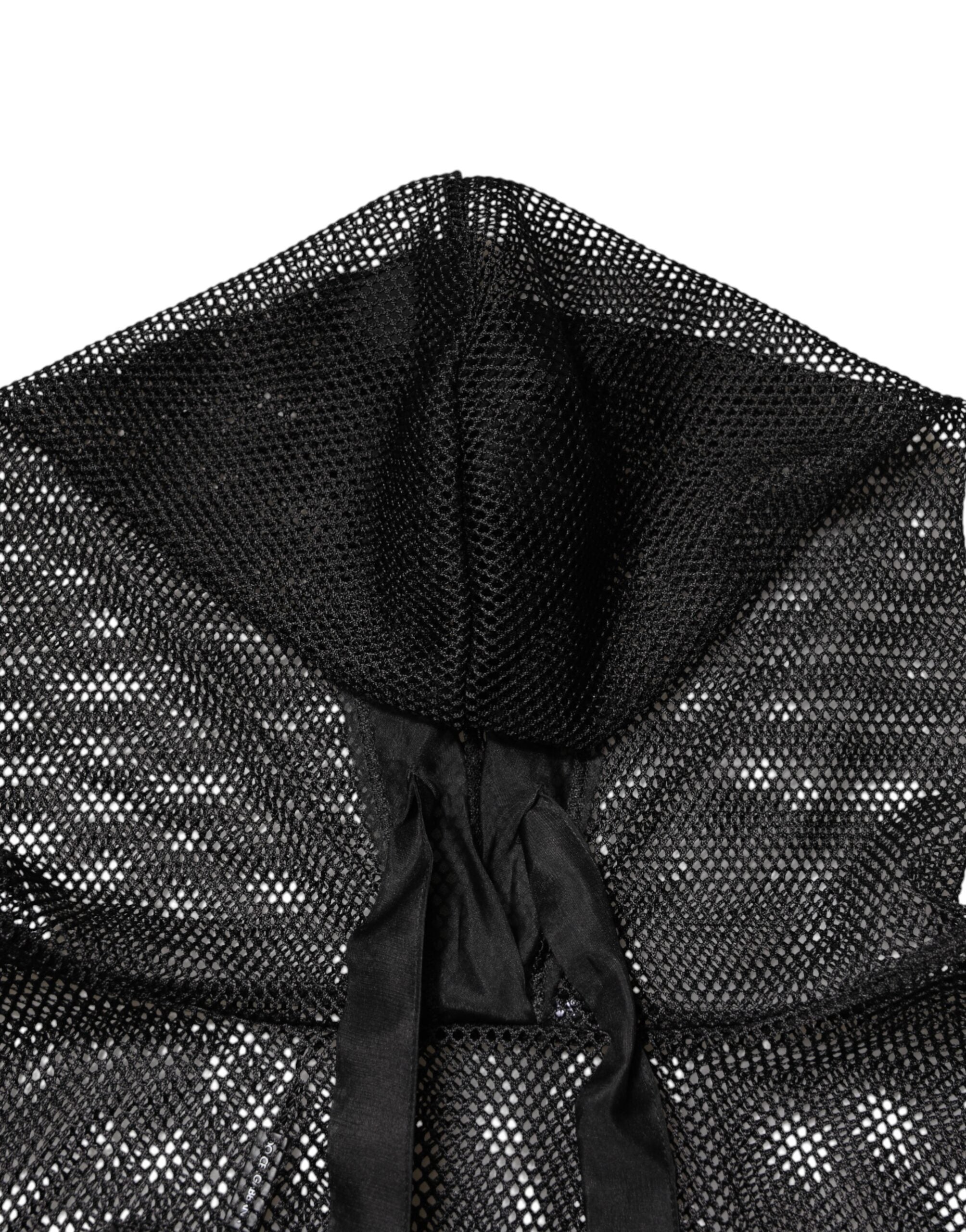 Dolce & Gabbana Schwarzer Pullover mit durchsichtiger Kapuze-6