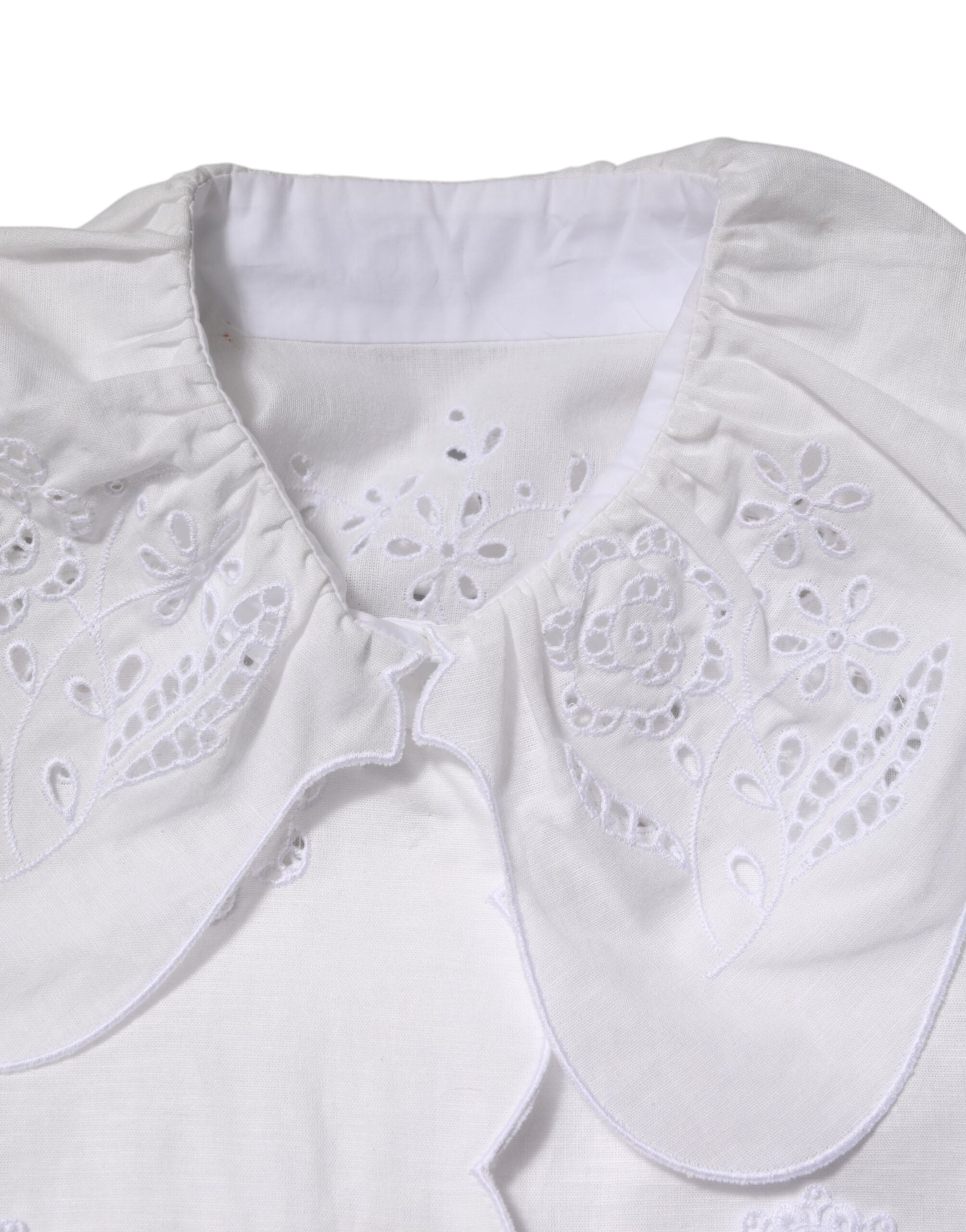 Blusa blanca Dolce & Gabbana con volantes y ribete de encaje-6