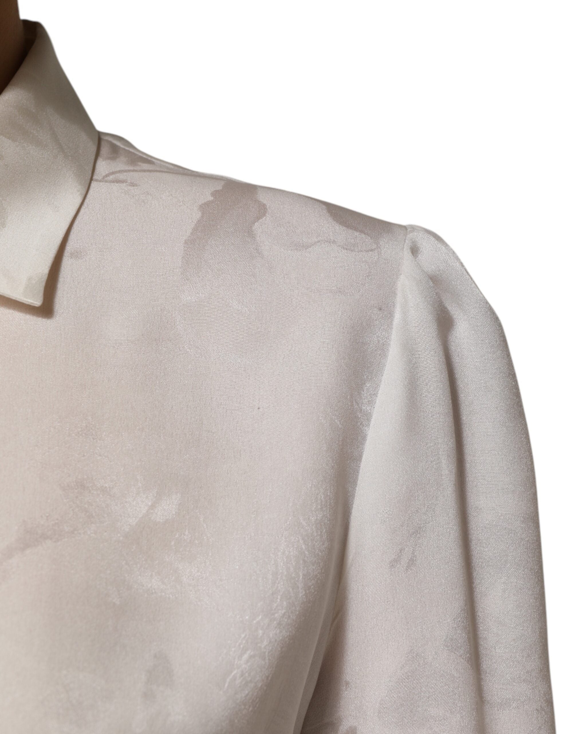 Dolce & Gabbana white silk shirt with long sleeves and collar-5