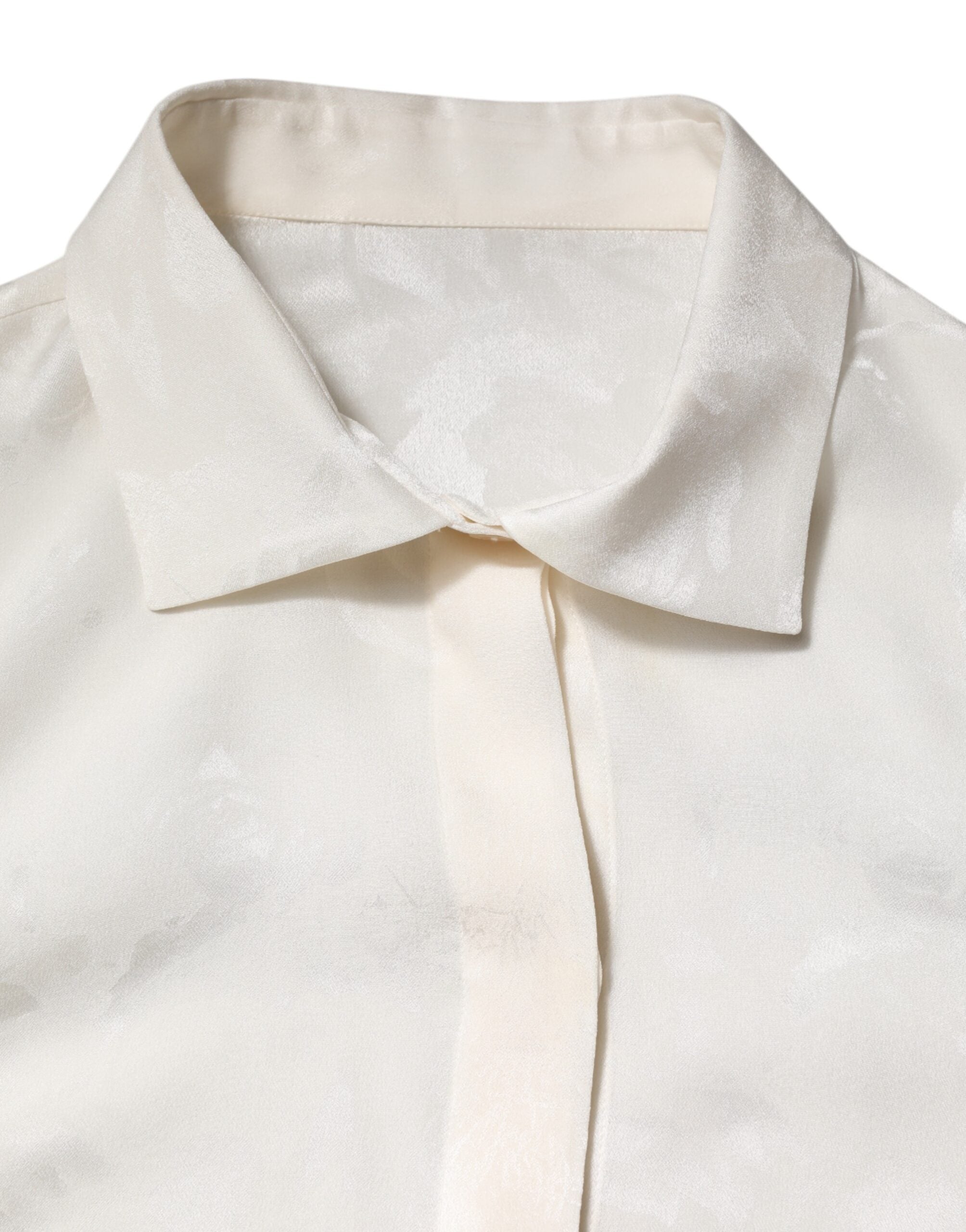 Dolce & Gabbana white silk shirt with long sleeves and collar-6