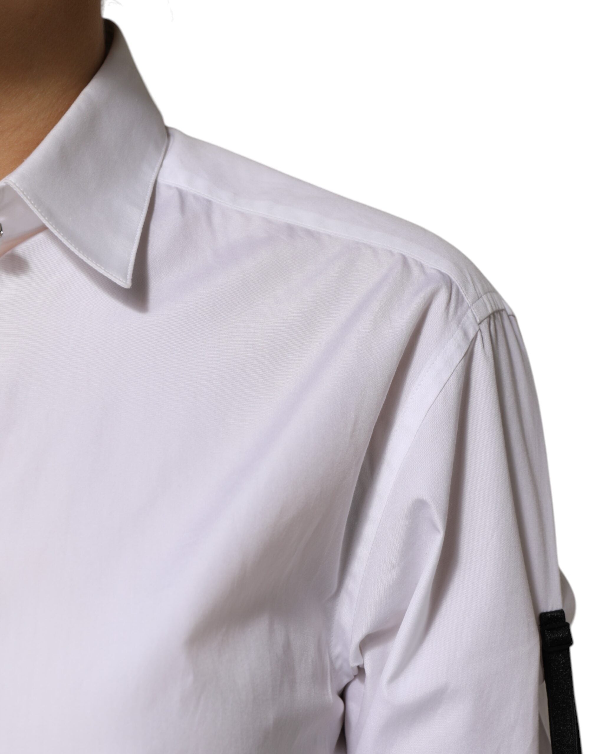Dolce & Gabbana Weißes kristallverziertes Hemd mit Kragen-5