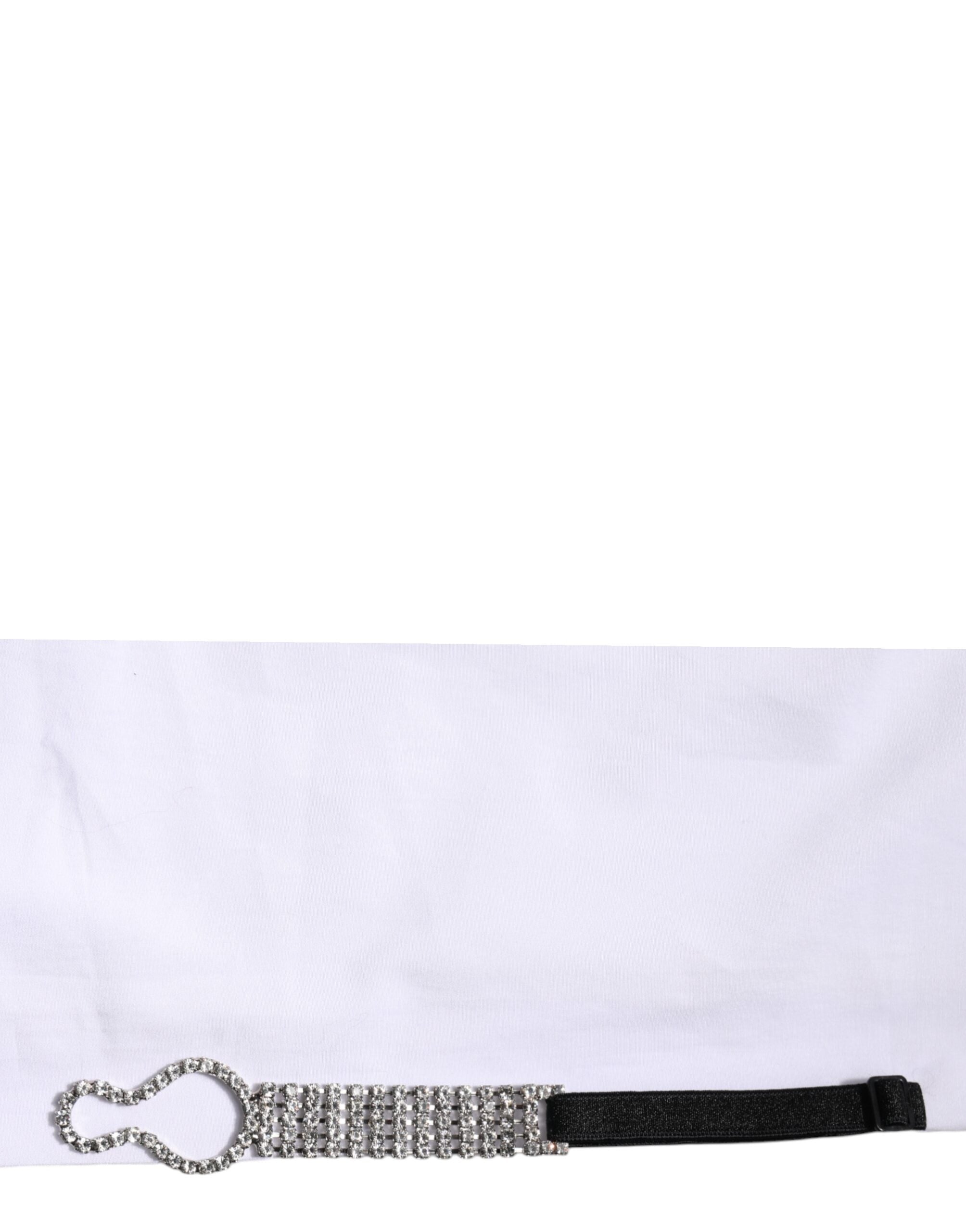 Dolce & Gabbana Weißes kristallverziertes Hemd mit Kragen-8