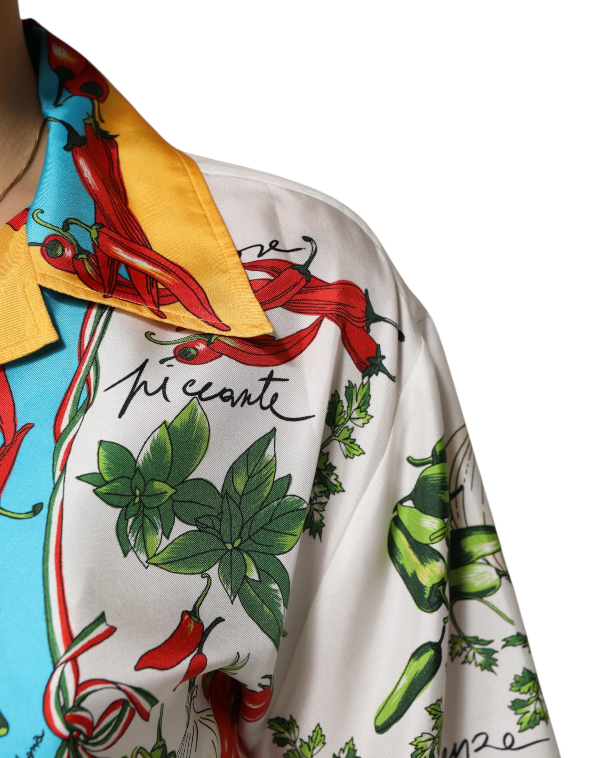 Dolce & Gabbana Multicolor Chili Silk Cropped Blouse Top-5