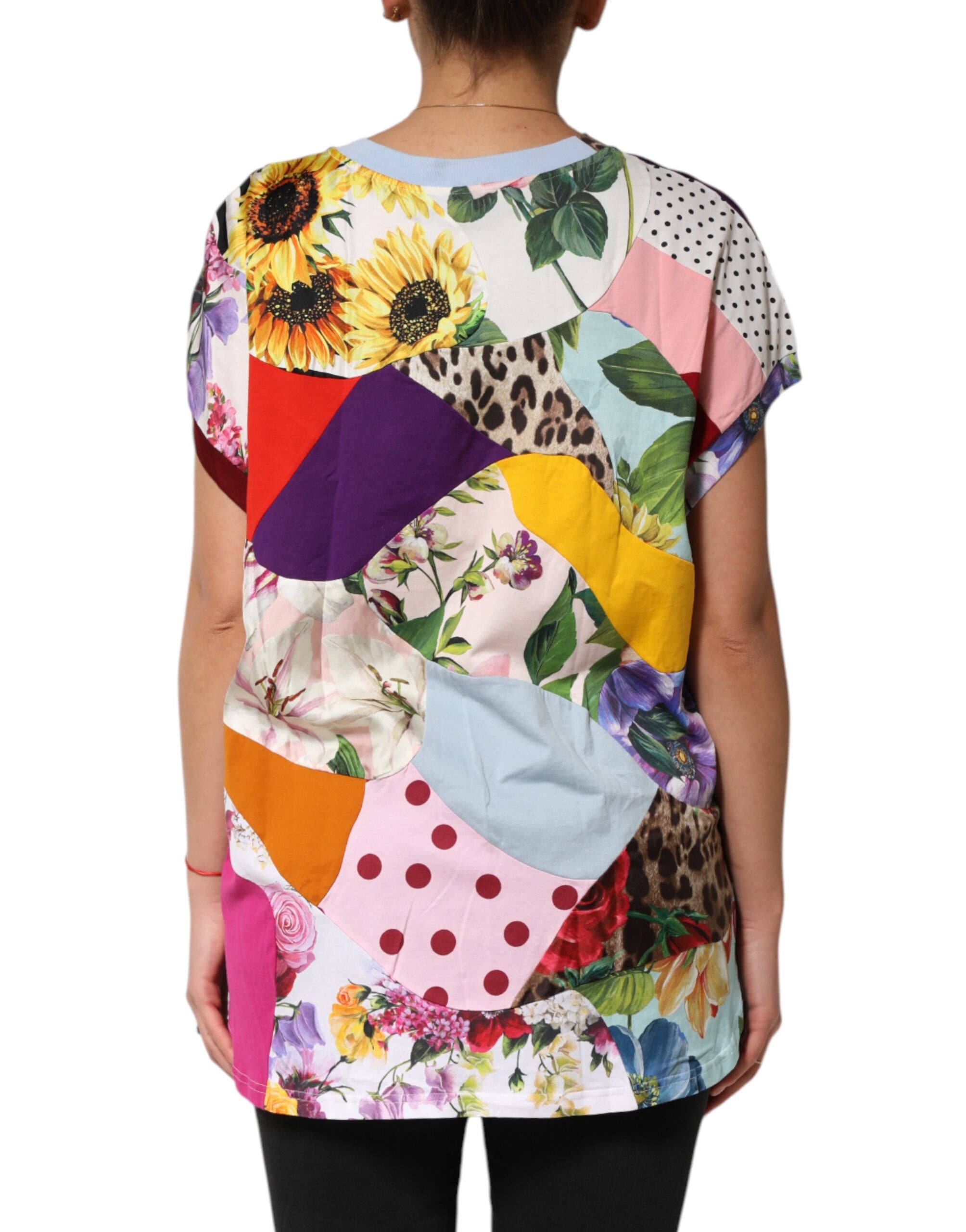 Dolce & Gabbana Multicolor Patchwork-Baumwoll-Seidenbluse Top-4