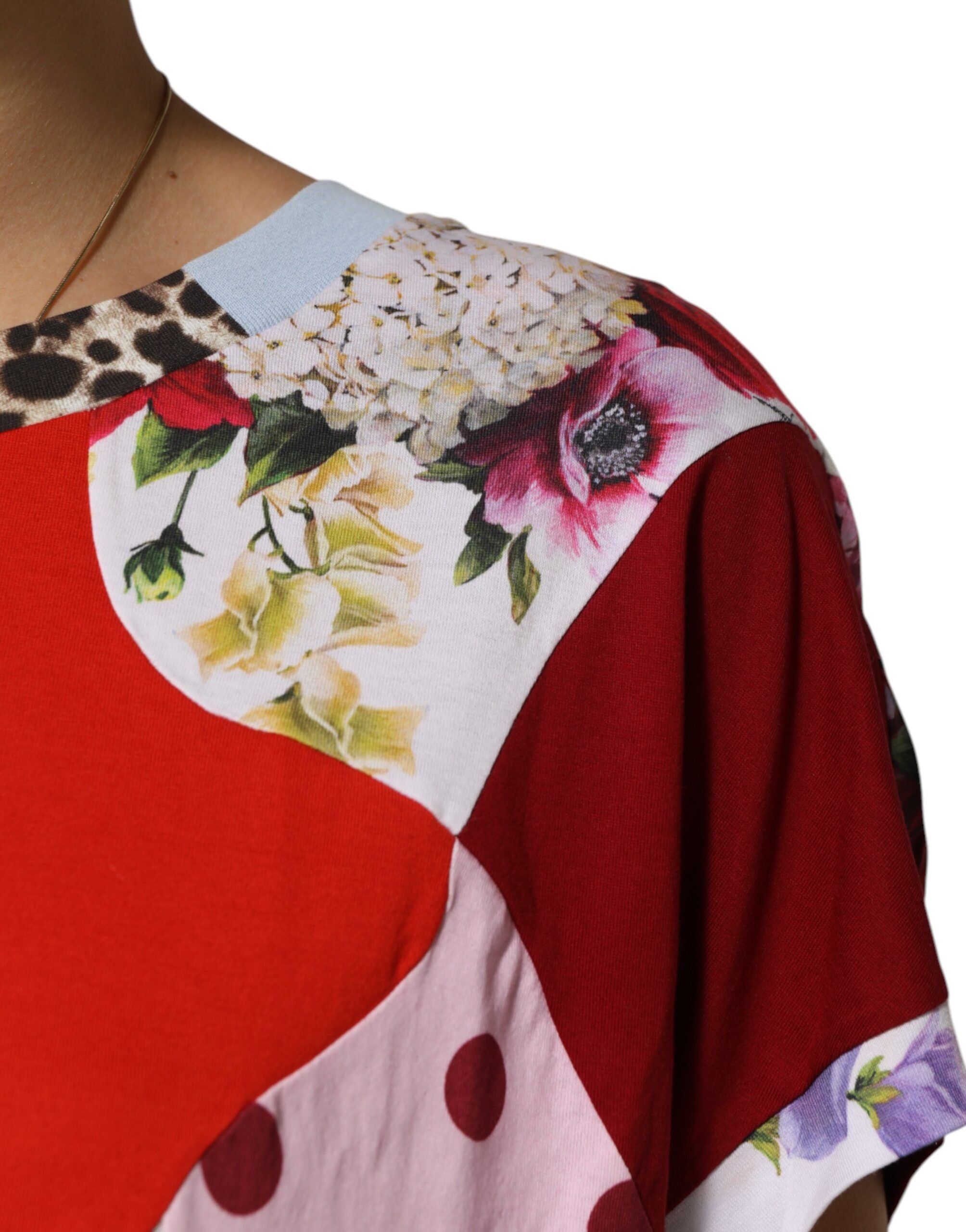 Dolce & Gabbana Multicolor Patchwork-Baumwoll-Seidenbluse Top-5