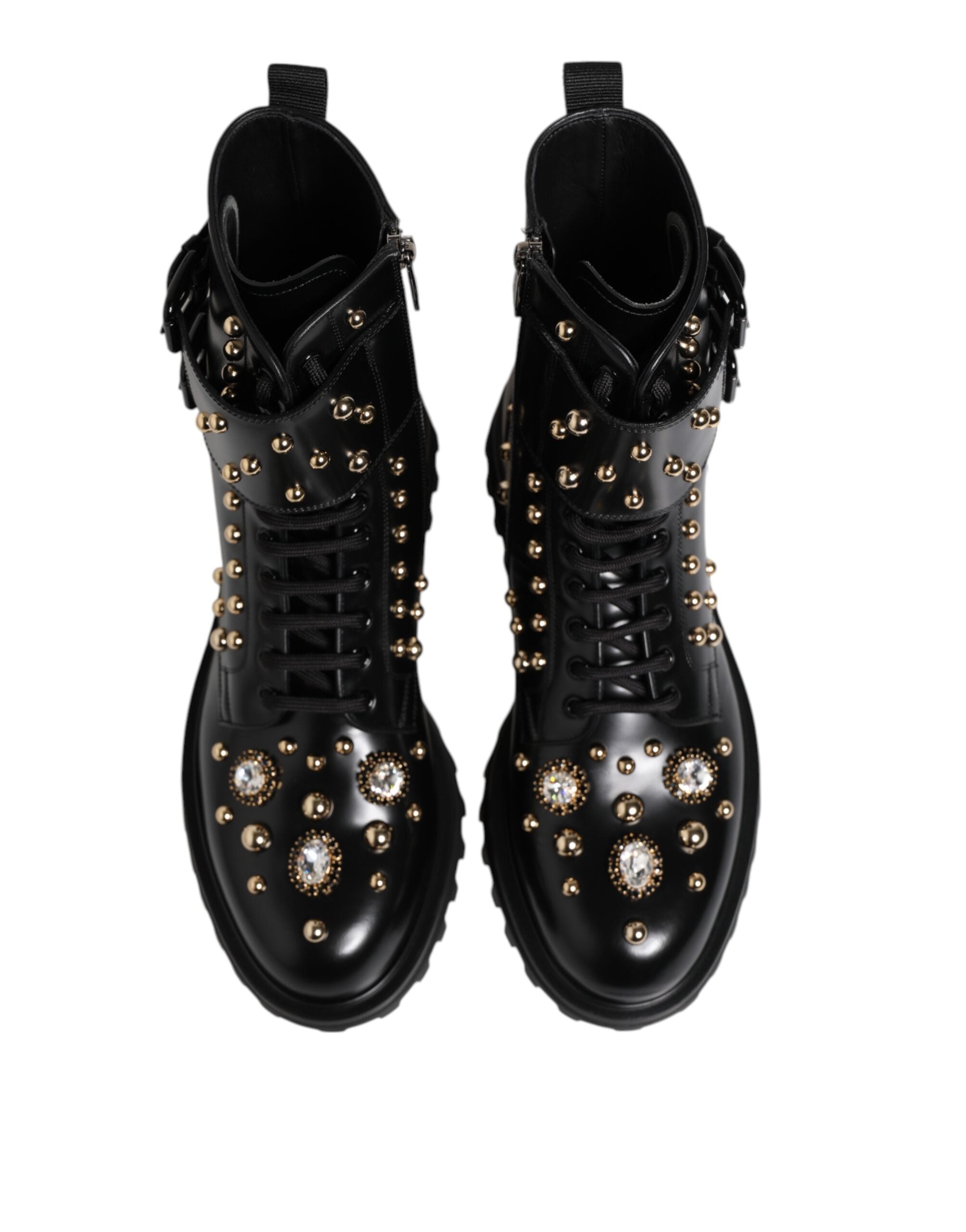 Botas negras con cordones y tachuelas de Dolce & Gabbana, ancho medio-3
