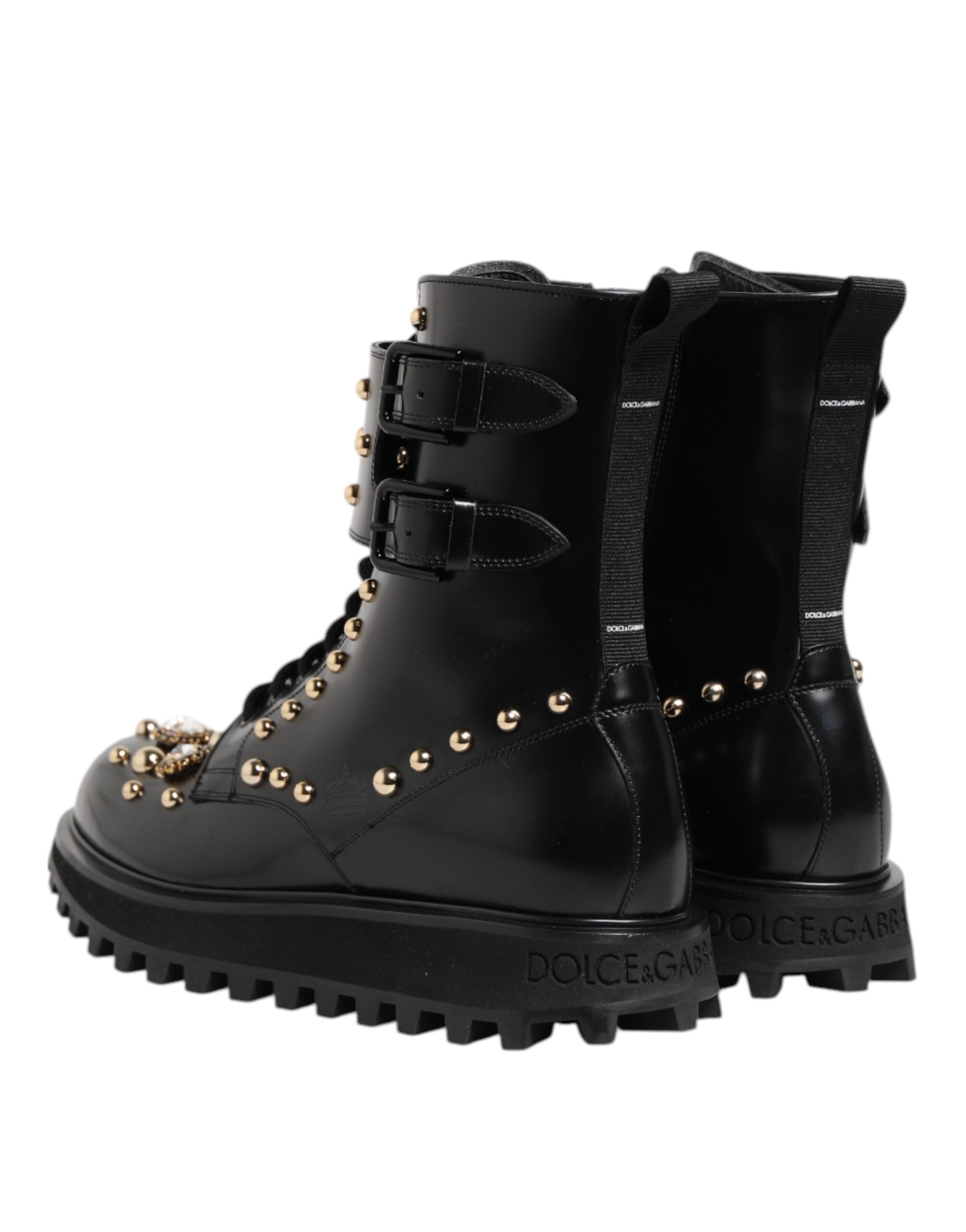 Botas negras con cordones y tachuelas de Dolce & Gabbana, ancho medio-5