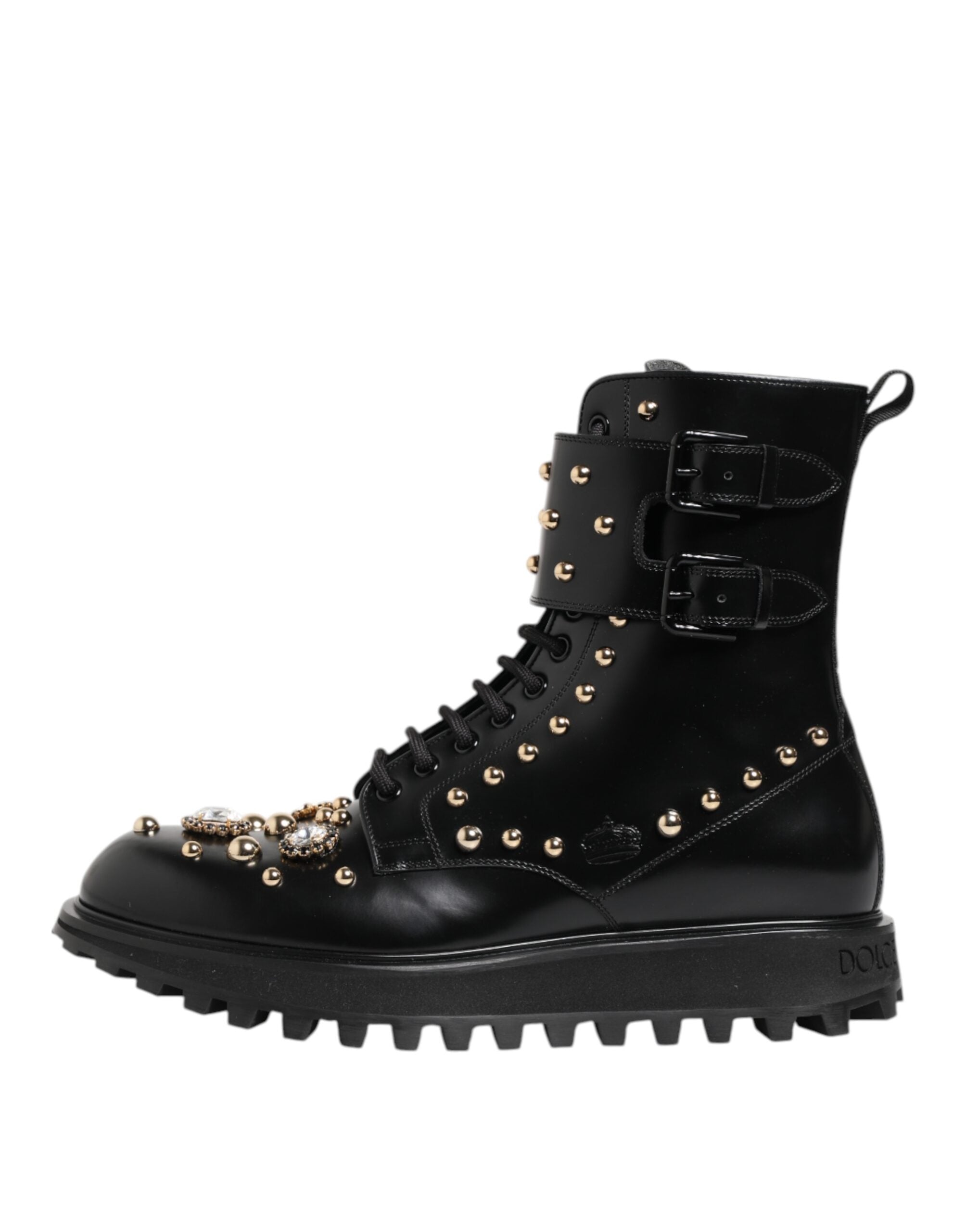 Botas negras con cordones y tachuelas de Dolce & Gabbana, ancho medio-6