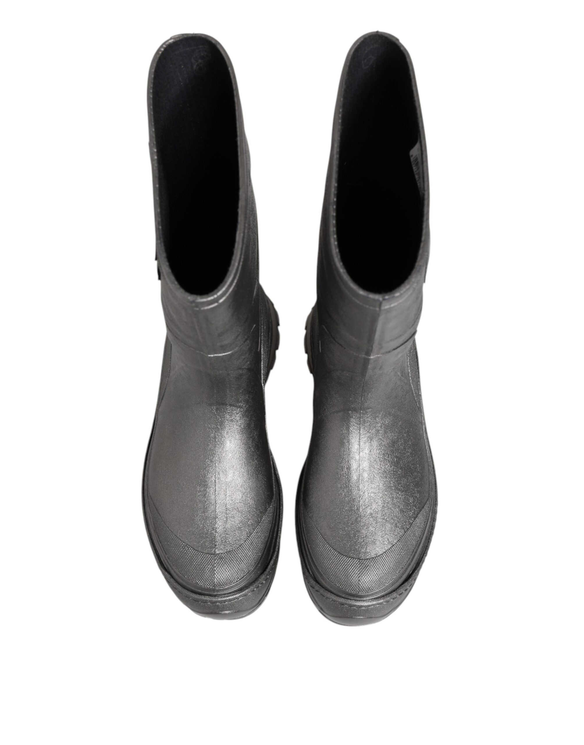 Dolce & Gabbana Metallic Silver Pull On Rain Boots Shoes-3
