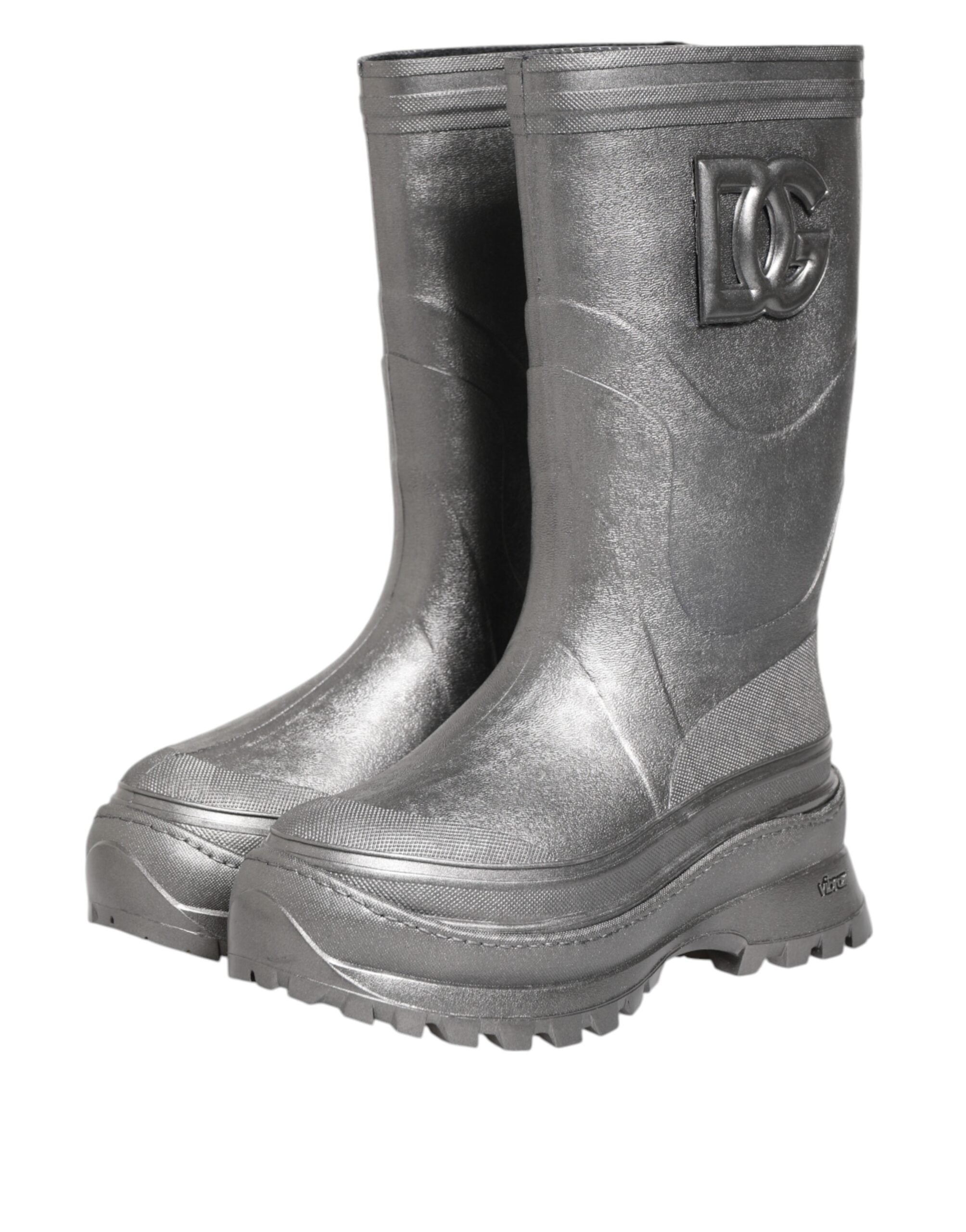 Dolce & Gabbana Metallic Silver Pull On Rain Boots Shoes-4
