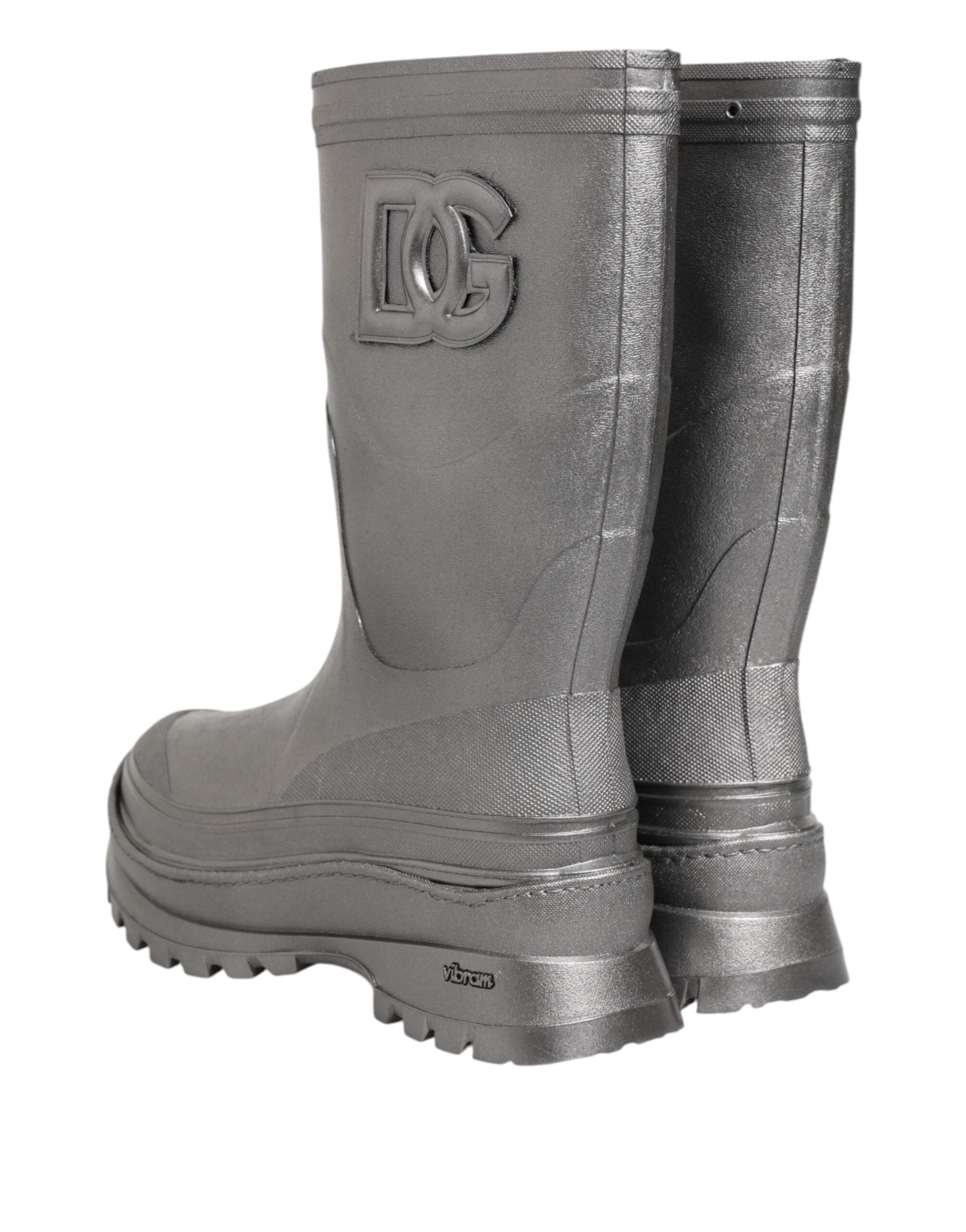 Dolce & Gabbana Metallic Silver Pull On Rain Boots Shoes-5