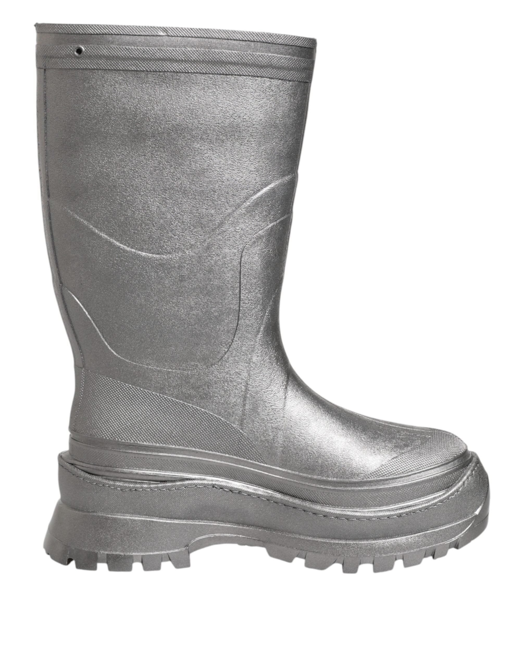 Dolce & Gabbana Metallic Silver Pull On Rain Boots Shoes-7