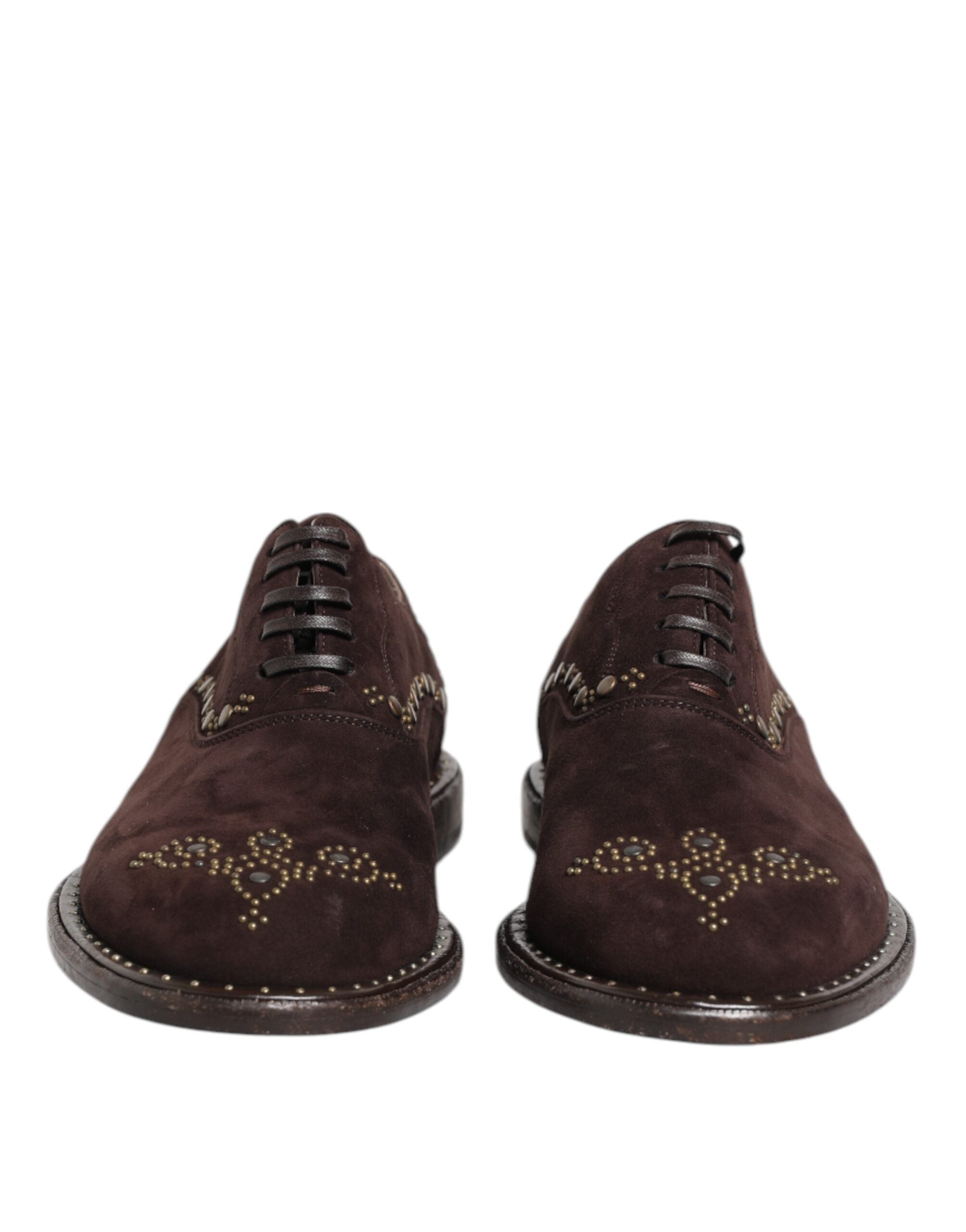 Dolce & Gabbana Braune Samt-Schnürschuhe in Oxford-Optik-2