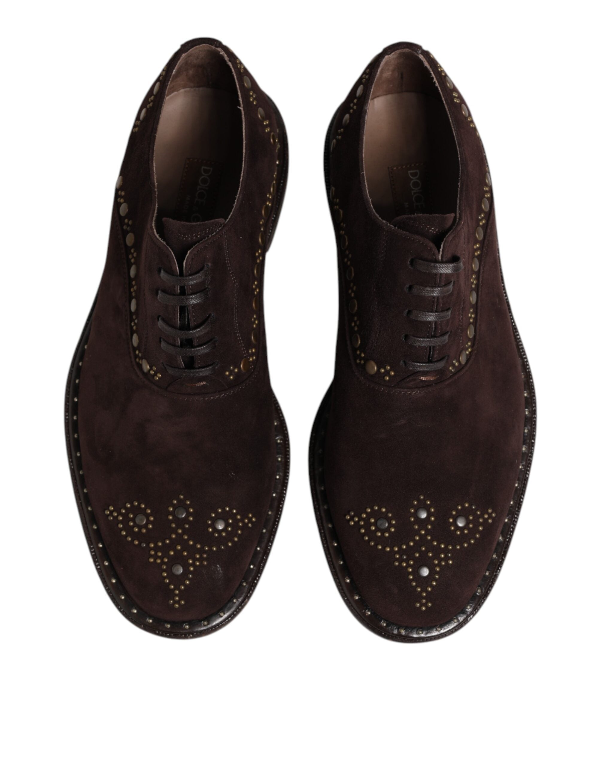 Dolce & Gabbana Braune Samt-Schnürschuhe in Oxford-Optik-3