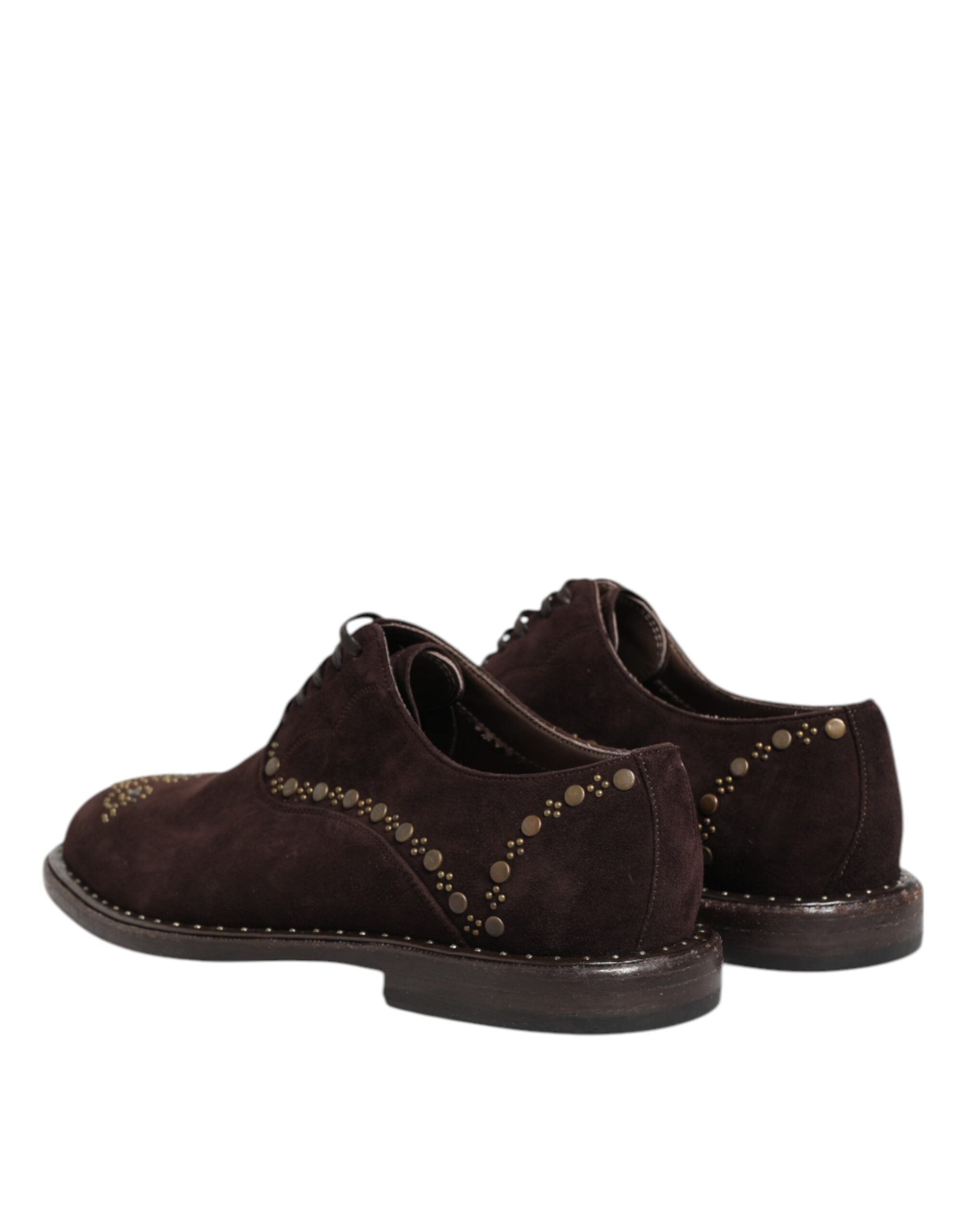 Dolce & Gabbana Braune Samt-Schnürschuhe in Oxford-Optik-5