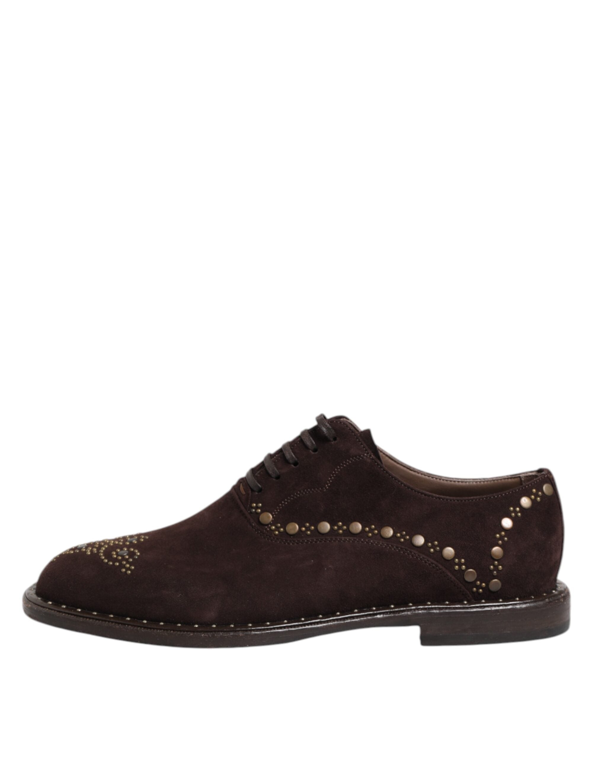 Dolce & Gabbana Braune Samt-Schnürschuhe in Oxford-Optik-6