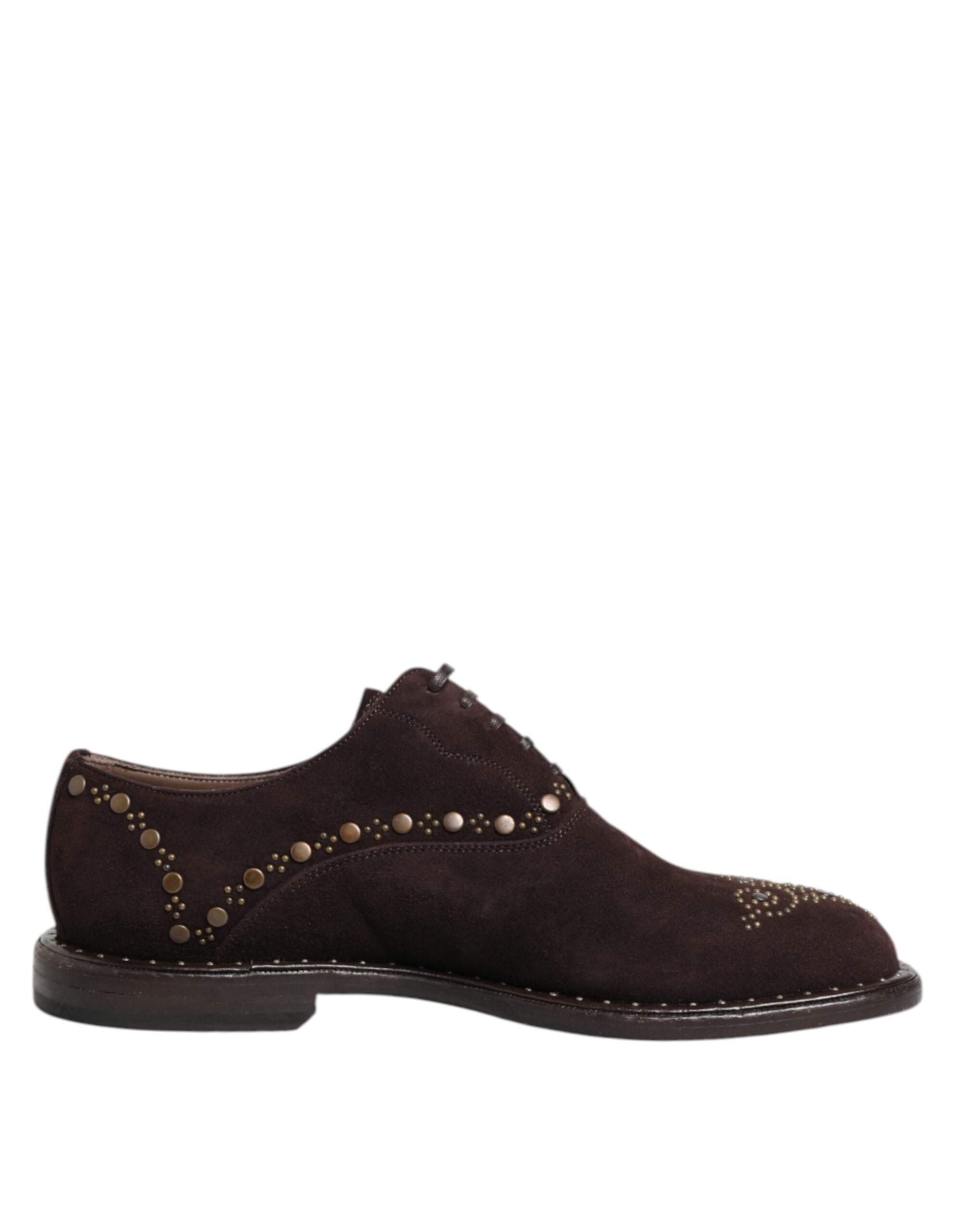 Dolce & Gabbana Braune Samt-Schnürschuhe in Oxford-Optik-7