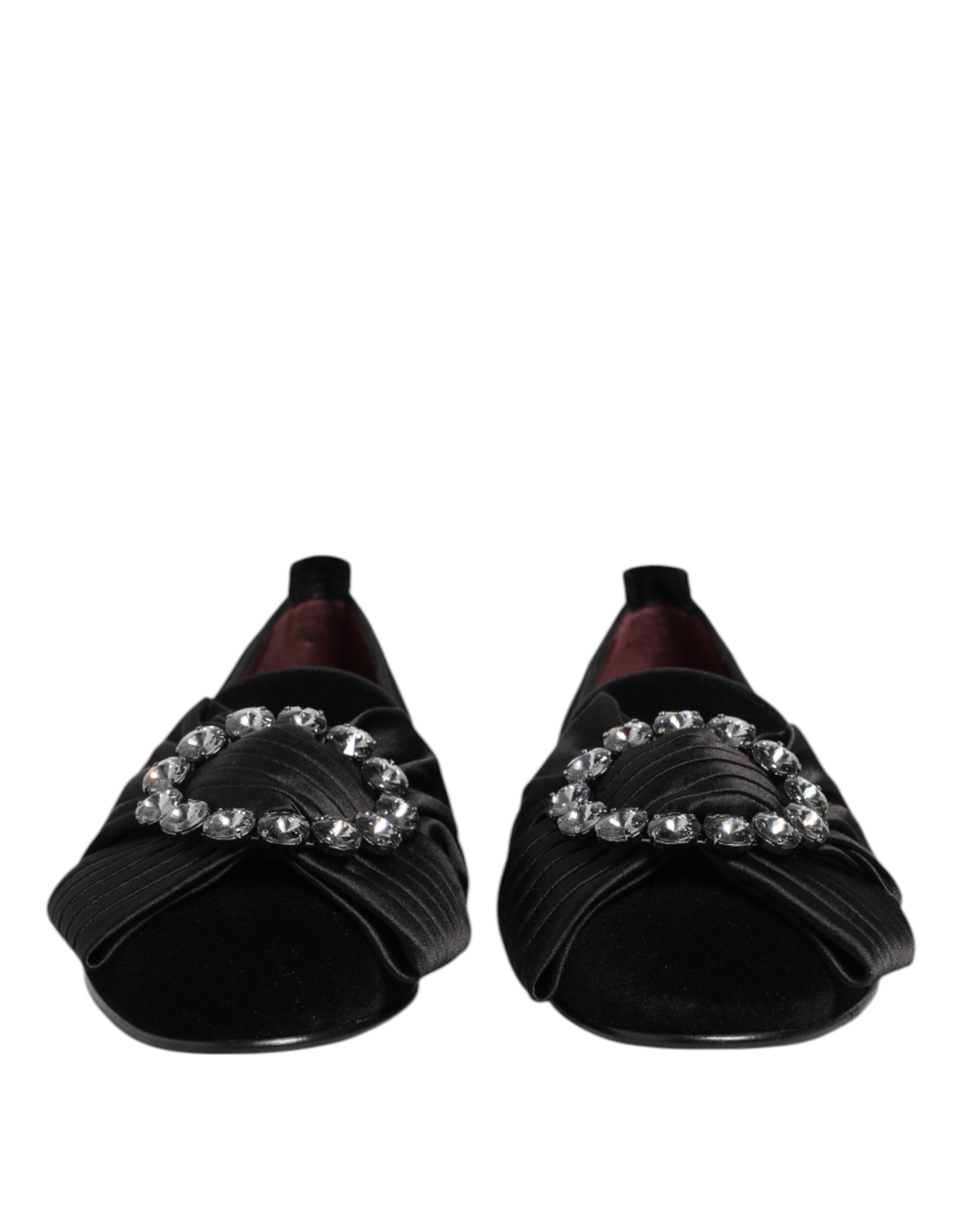 Dolce & Gabbana Black VATICANO Crystal Ribbon Slip On Shoes-2