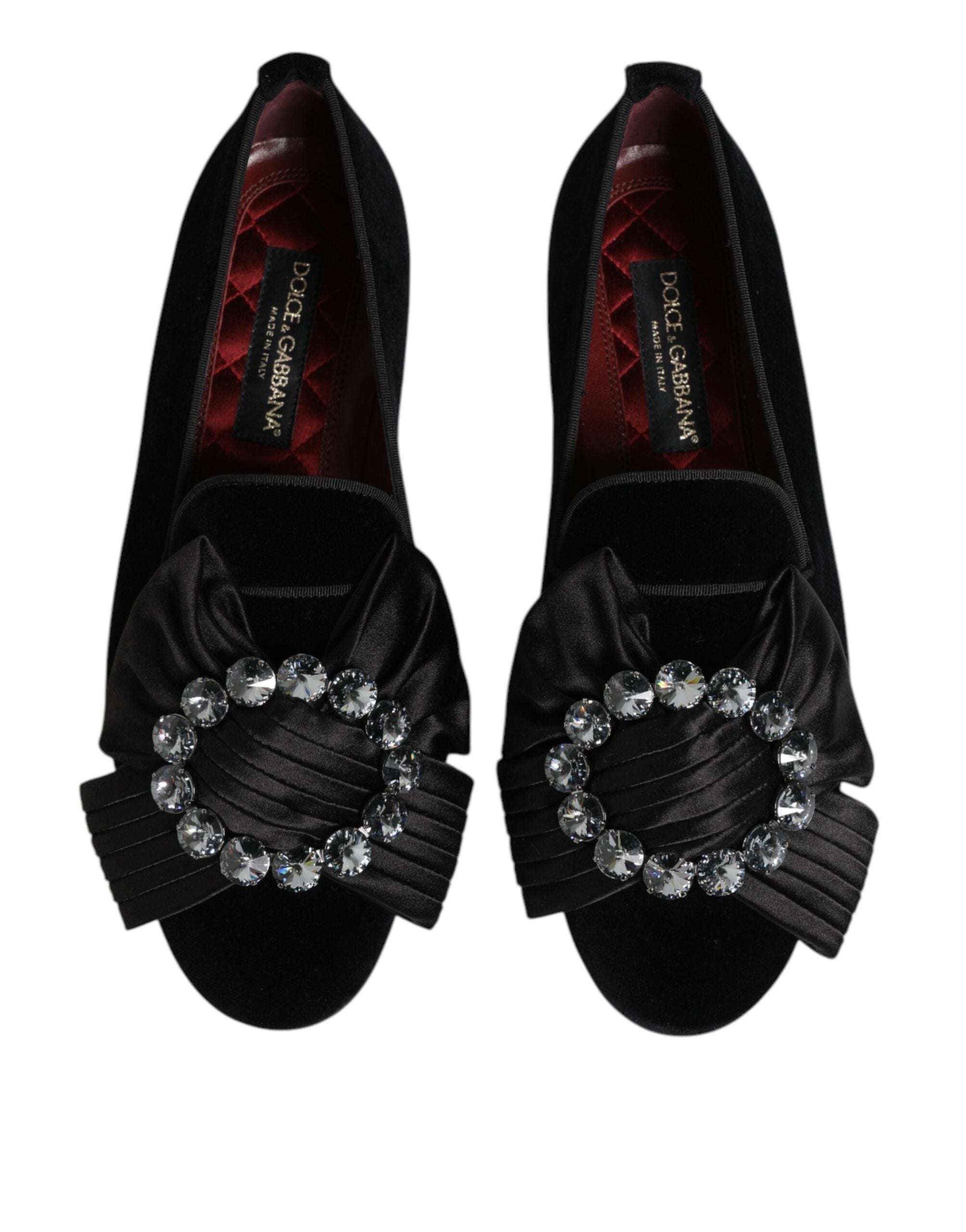 Dolce & Gabbana Black VATICANO Crystal Ribbon Slip On Shoes-3