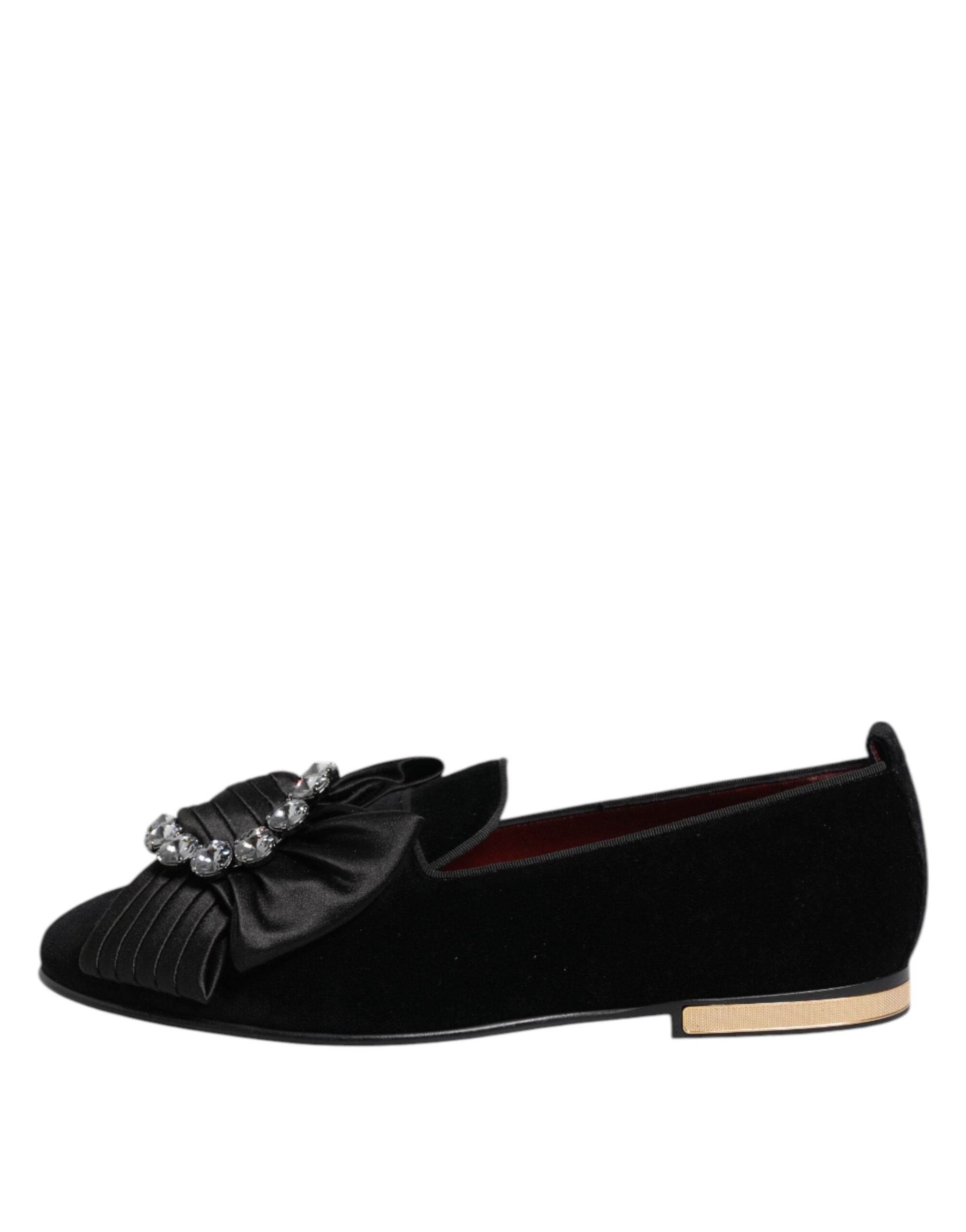 Dolce & Gabbana Black VATICANO Crystal Ribbon Slip On Shoes-6