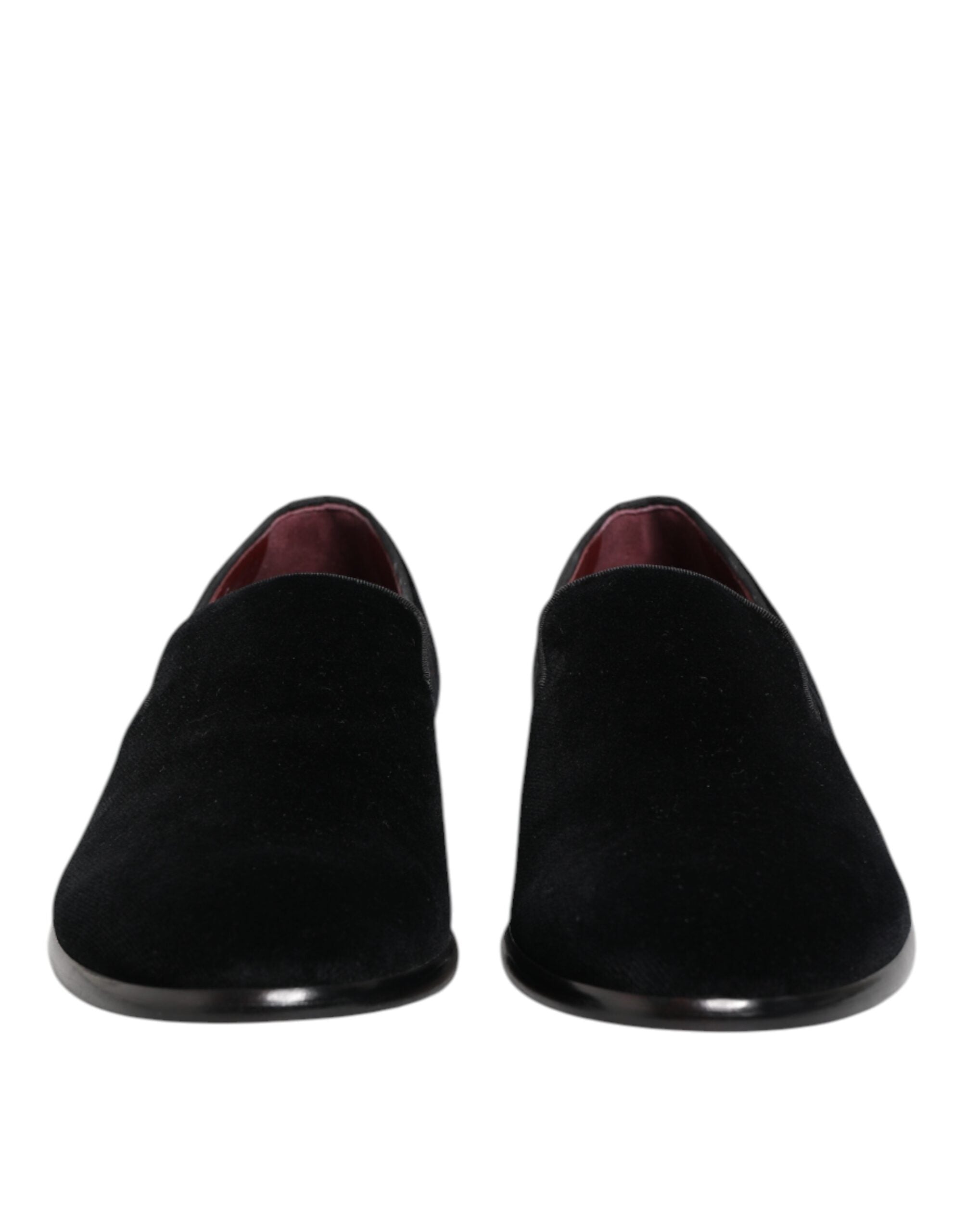 Dolce & Gabbana Schwarzer Samt Loafers Formal Männer Kleid Schuhe-2