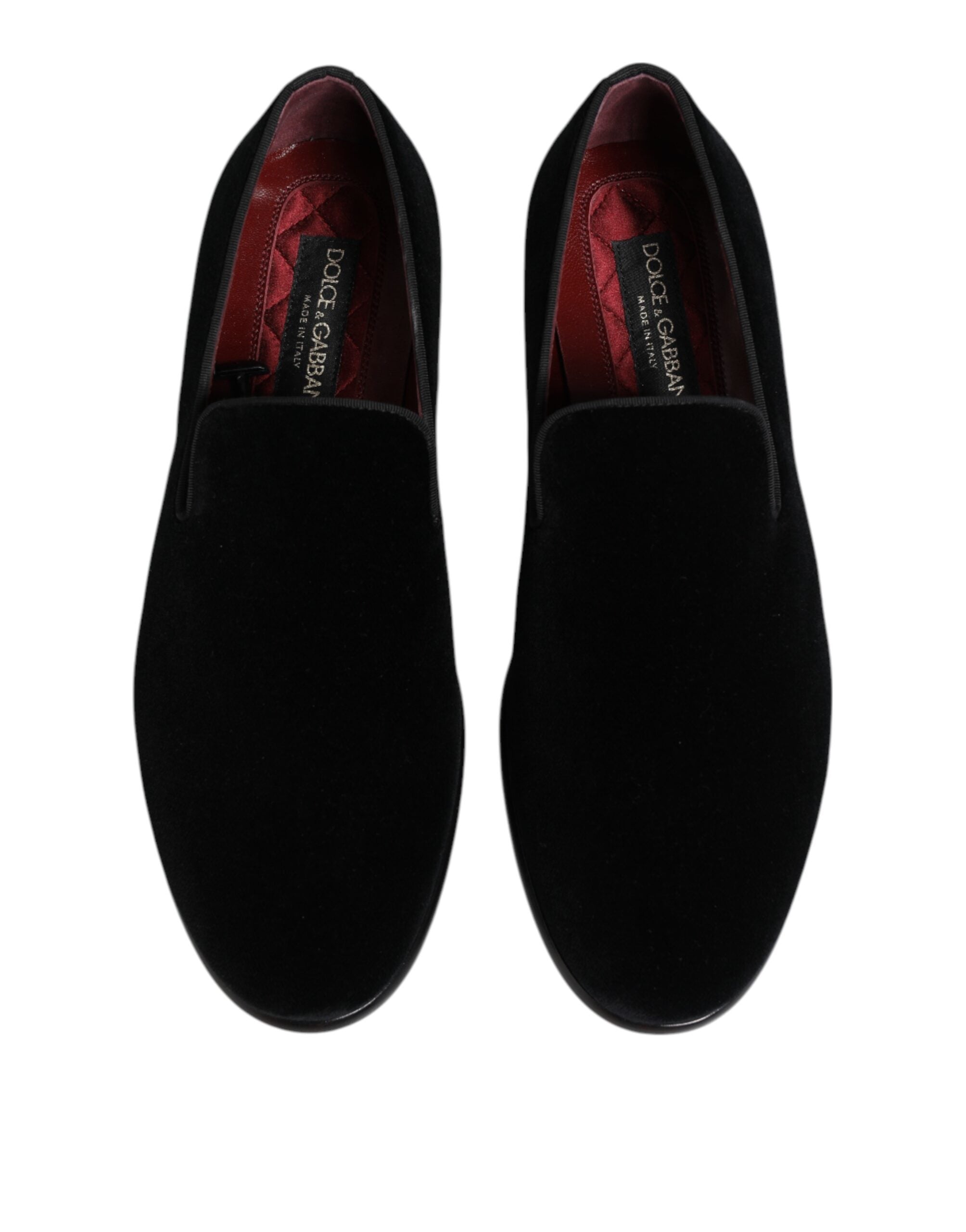 Dolce & Gabbana Schwarzer Samt Loafers Formal Männer Kleid Schuhe-3